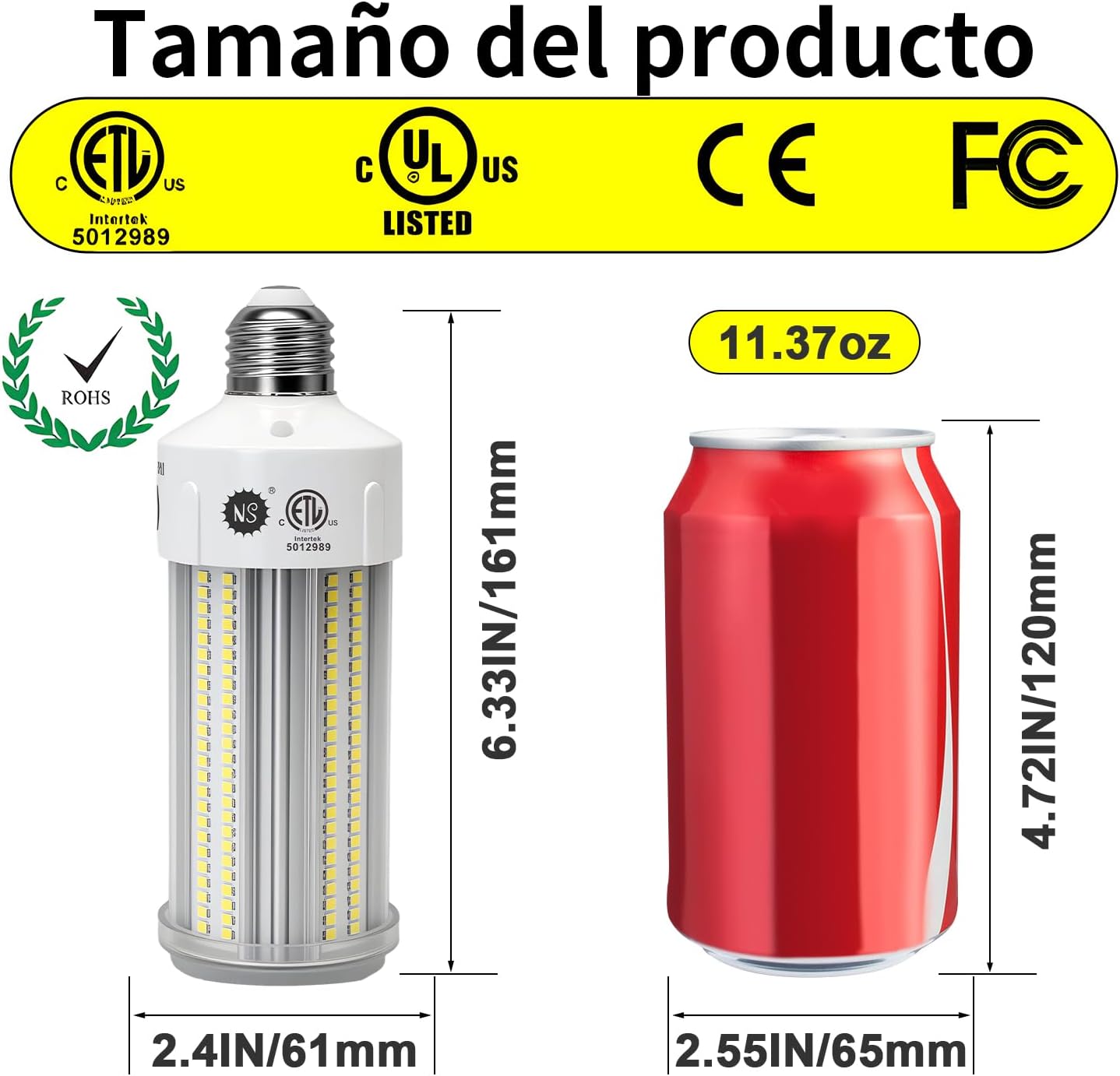Detalle 1 de NS CCL30 LED Corn Bulb, 9,000 Lumens, 5000K Daylight, E26