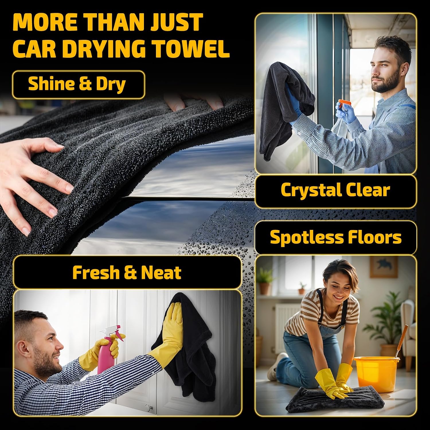 Thumbnail 6 de SMINDER 2-Pack Car Drying Towels 1200 GSM, 36 x 24 inches - Edgeless, Scratch-Free, Ultra Absorbent Microfiber