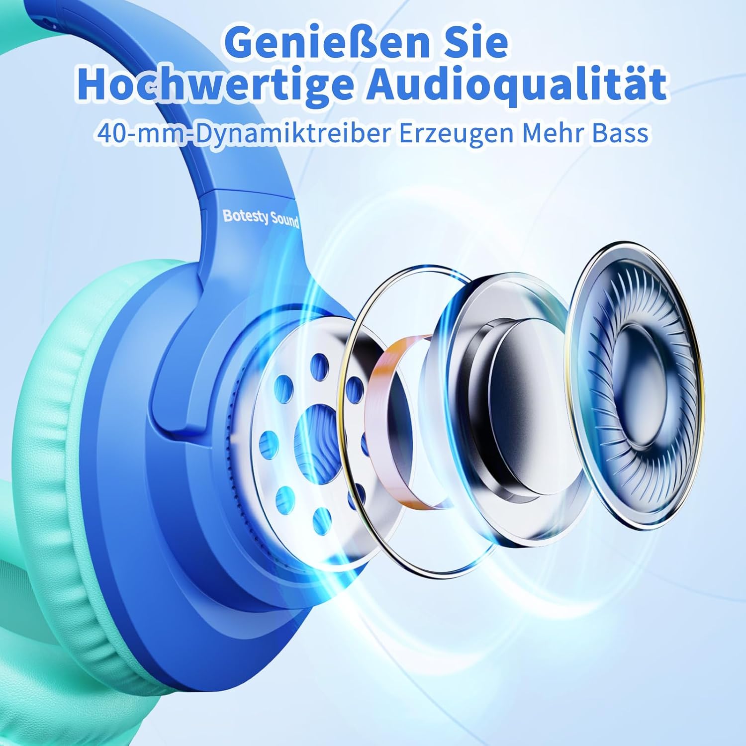 Thumbnail 6 de Kopfhörer mit Kabel und Mikrofon, Over-Ear, 3,5 mm – faltbar, 1,5 m Nylonkabel, kompatibel mit Tablet/Laptop/MP3/MP4