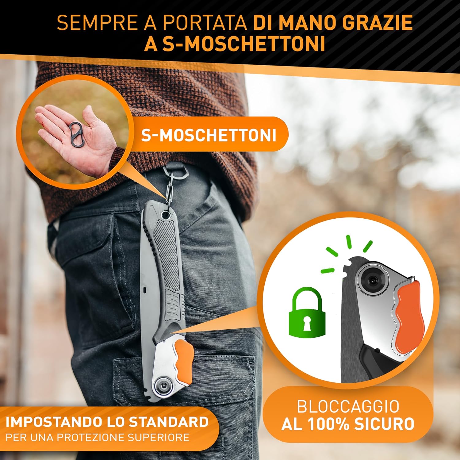 Detalle de HARDTWERK ALPHA: Sega pieghevole per potatura con blocco di sicurezza (210 mm)
