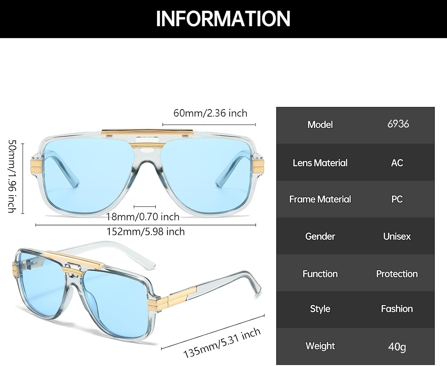 Detalle de YAMEIZE Retro Pilot Metal Design Sunglasses for Women and Men