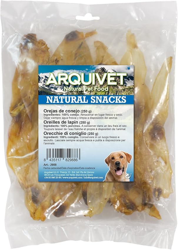 Detalle de Arquivet Orejas de Conejo 250 g — Snacks naturales para perros