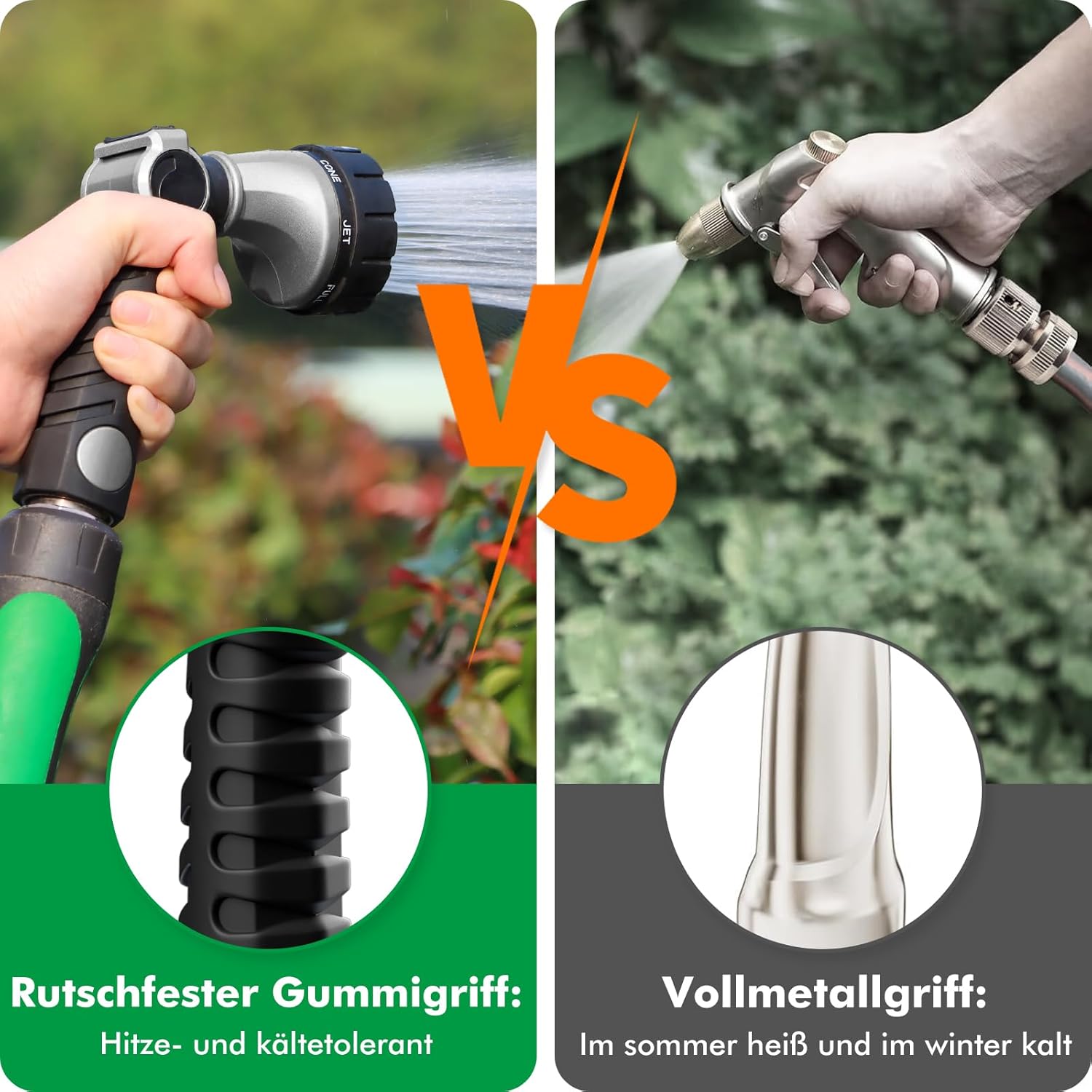 Thumbnail 5 de RESTMO Gartenbrause Metall Heavy Duty – robuste Hochdruck-Gartenschlauchdüse mit 7 Mustern, Silber