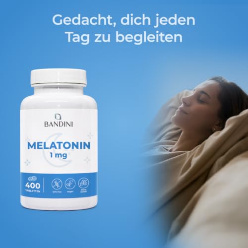 Detalle de Bandini Melatonin hochdosiert 1 mg – 400 Mikrotabletten (Plus 1 Jahr Vorrat) von Bandini