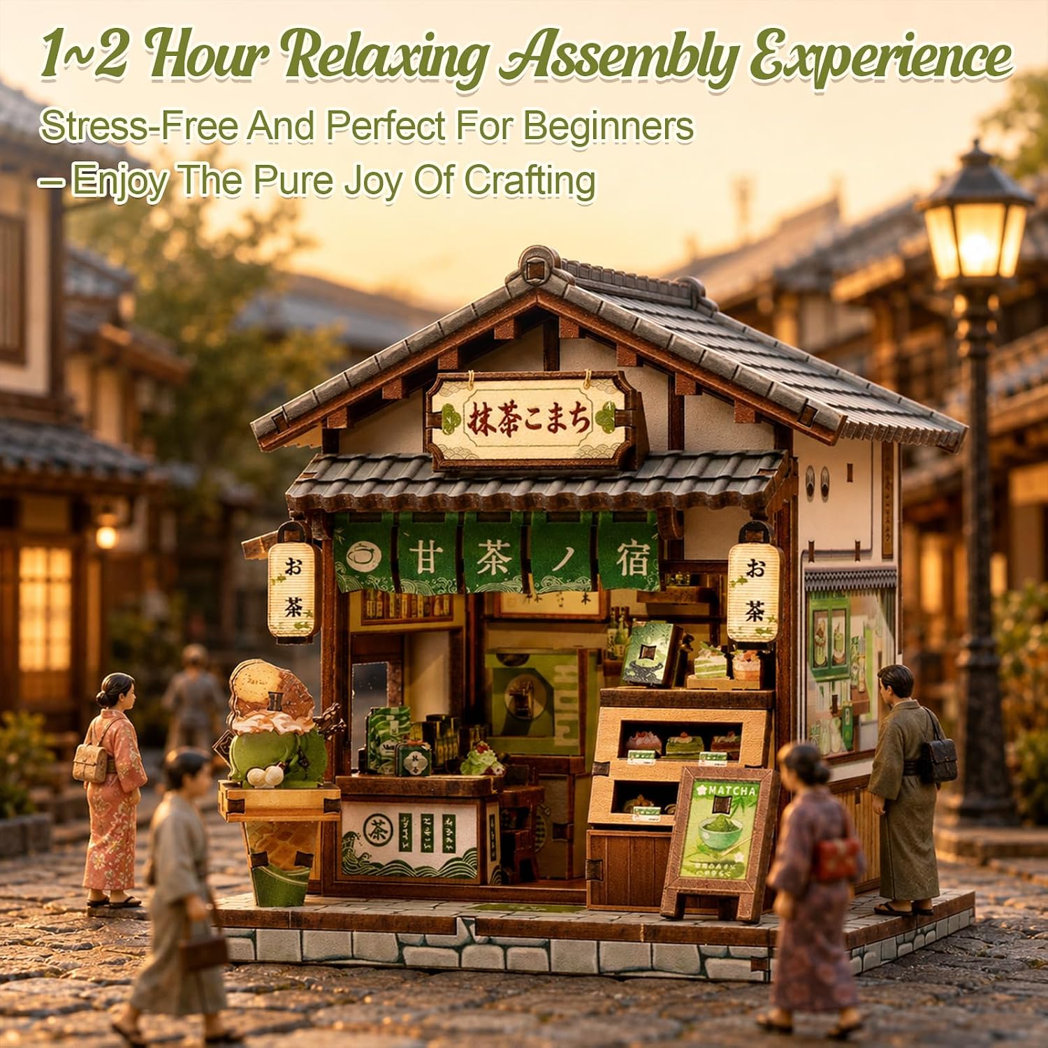 Detalle 2 de Cutefun Kit Casa in Miniatura DIY – Kyoto Matcha Cottage: Book Nook Giappone in legno, 128 pezzi