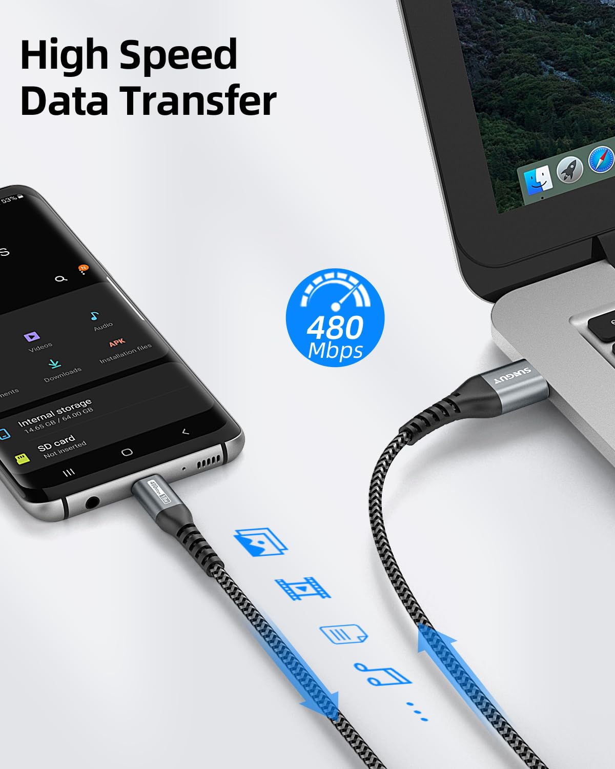 Thumbnail 3 de SUNGUY USB‑C Kabel 3er‑Pack (15 cm) – USB‑C auf USB‑C für Schnellladung und Datenübertragung