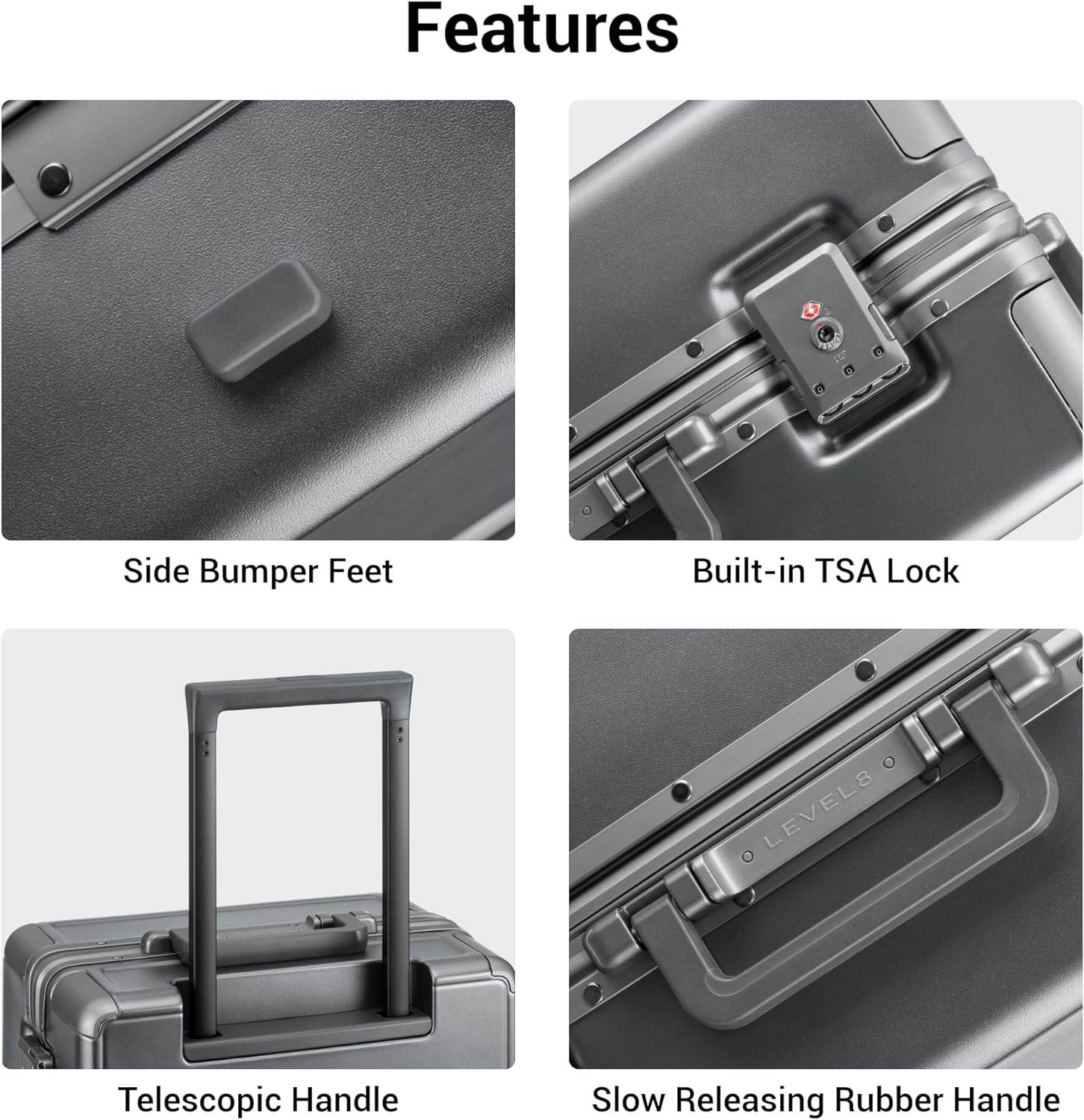 Thumbnail 6 de LEVEL8 Zipperless 20-Inch Aluminum Frame Carry-On Luggage (Grey)