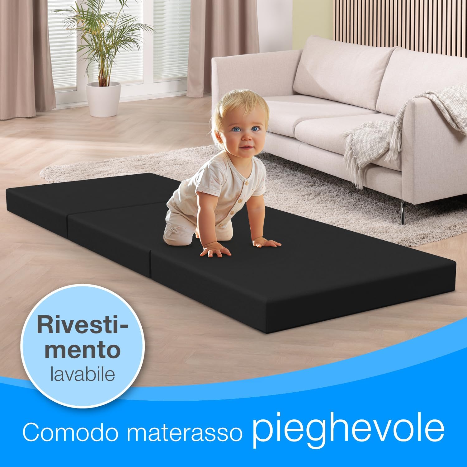Thumbnail 6 de ELONEO Materasso Pieghevole 65x195 cm: comodo supporto da viaggio per bambini e adulti