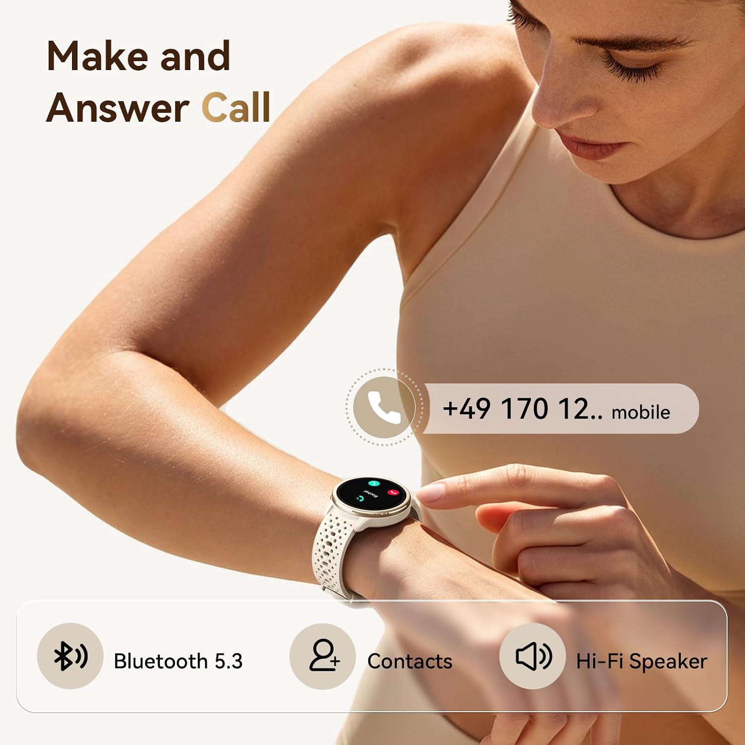 Detalle 2 de Tensky Women's Smart Watch: 1.27" Round Fitness Tracker with 120+ Modes
