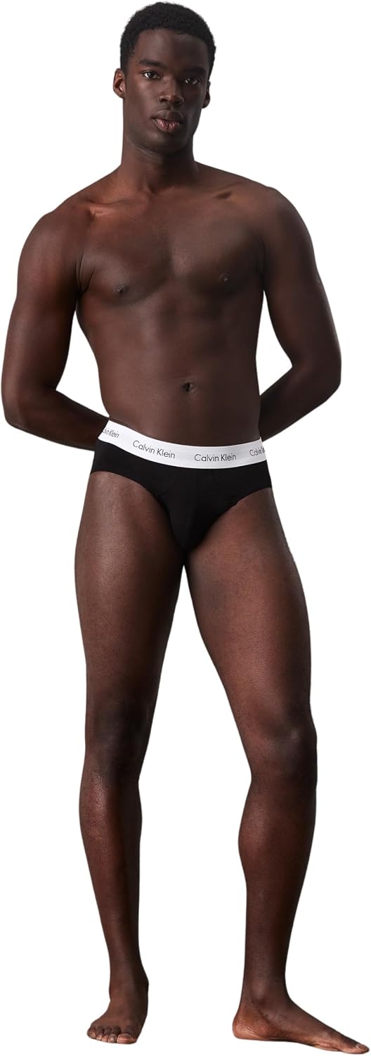 Detalle de Calvin Klein Herren 3er-Pack Slips 3P Hip Brief mit Stretch – Cotton Stretch, kurze Beinausschnitte