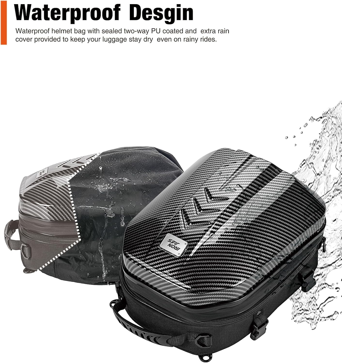 Thumbnail 5 de Grapelet borsa posteriore impermeabile per moto con capacità espandibile 24L–35L e guscio rigido ABS
