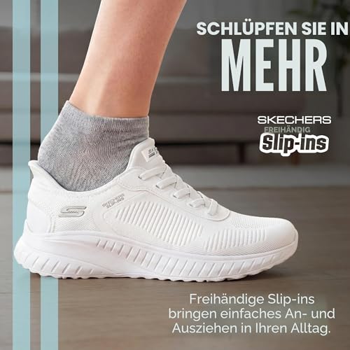 Detalle 2 de Skechers Damen Slip-In Sneaker Bobs Squad Chaos Current Muse – Off White Textile, Größe 38 EU