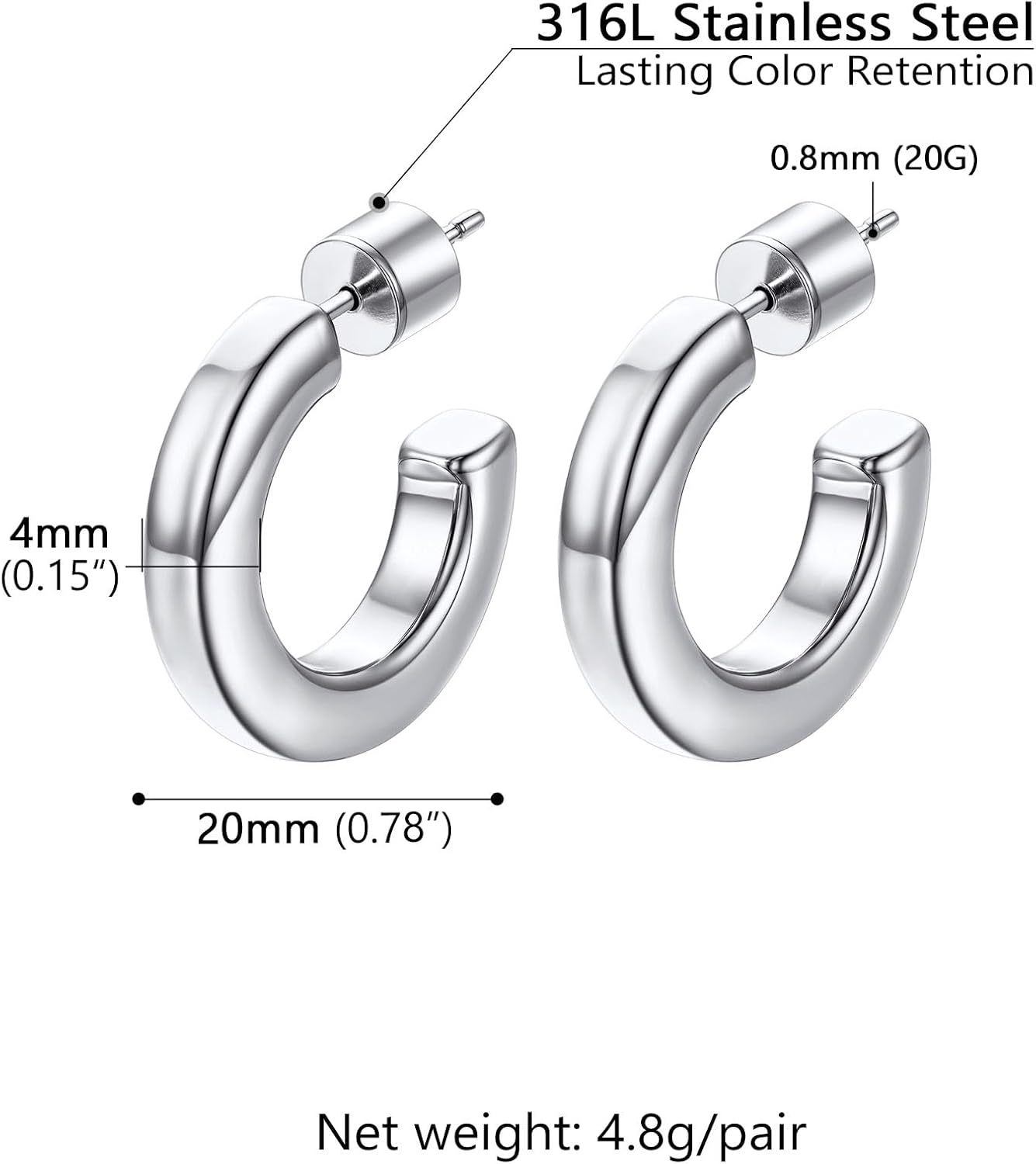 Detalle de Orecchini a cerchio PROSTEEL con colonna quadrata vuota (20/30/40/60/80 mm) in acciaio inox 316L