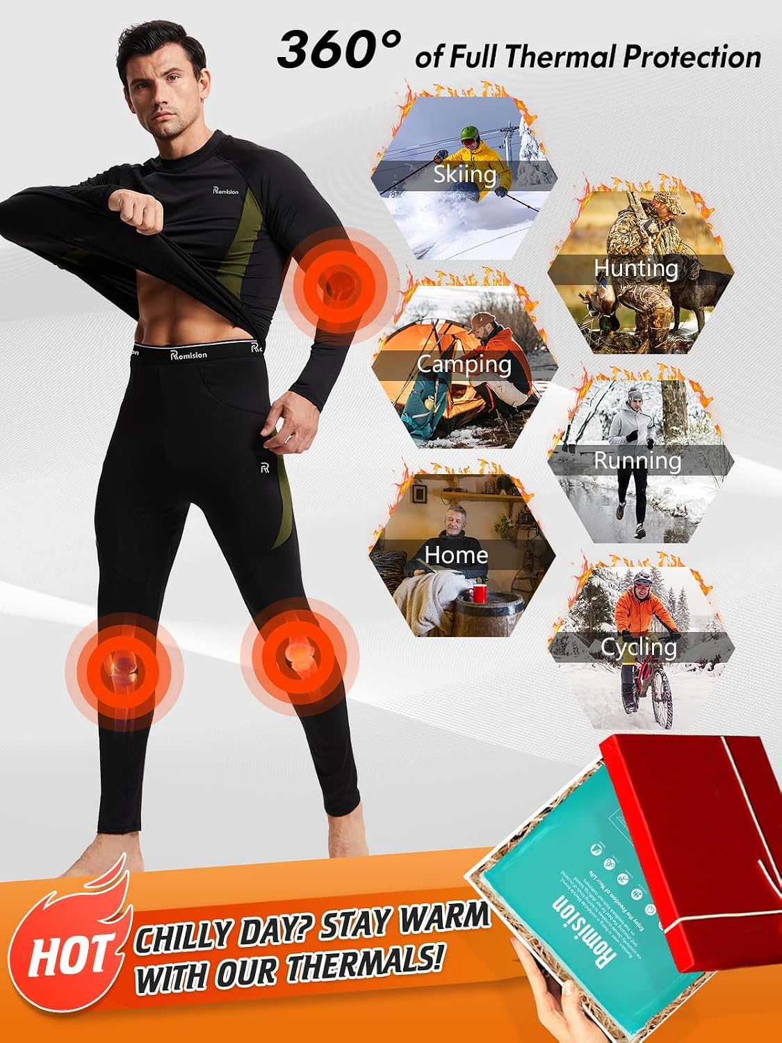 Thumbnail 5 de romision Thermal Underwear Base Layer set for Cold Weather 🧣