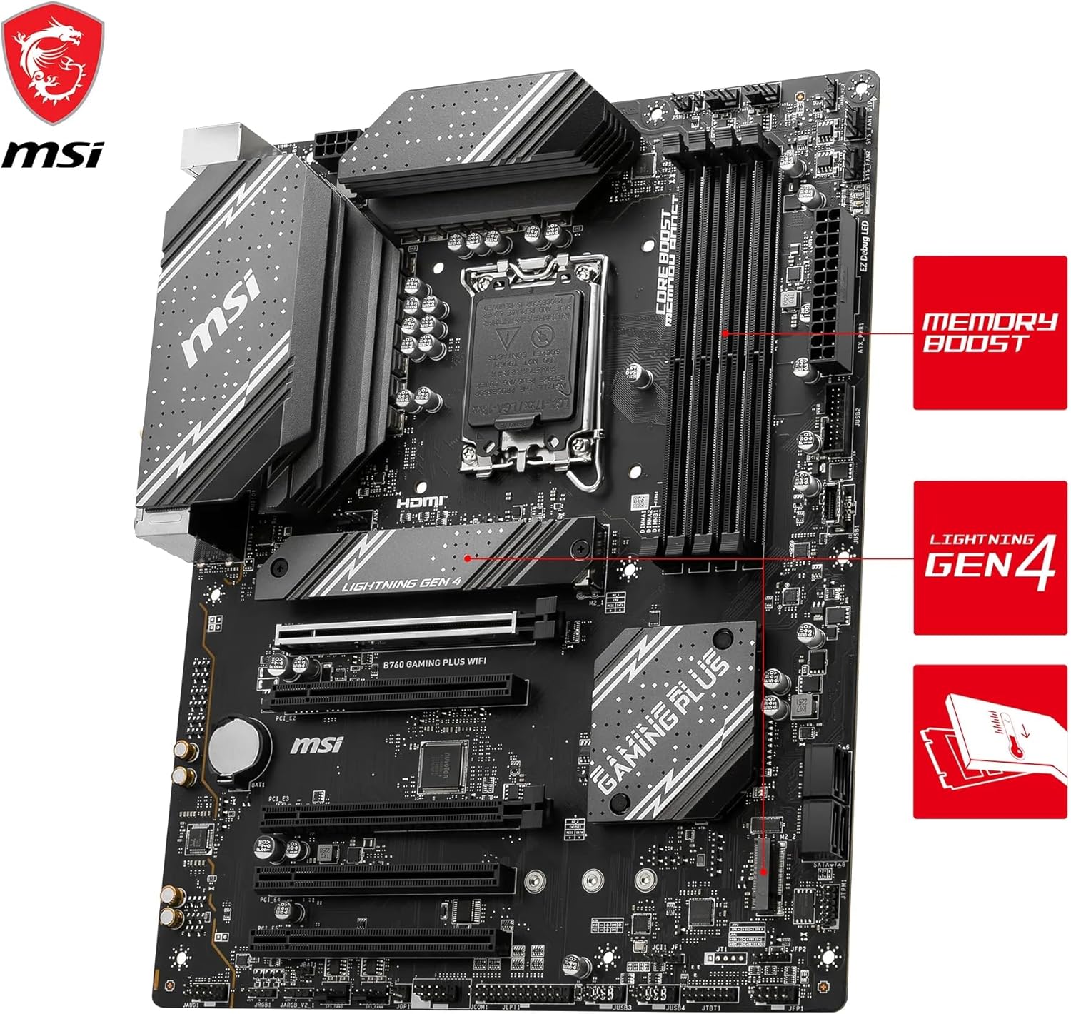 Thumbnail 2 de MSI B760 GAMING PLUS WIFI (ATX) LGA 1700 motherboard with Wi‑Fi 6E and DDR5 support