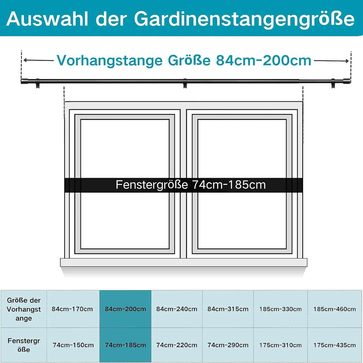 Thumbnail 1 de Asta telescopica per tende Aiitomg Ø25mm, 84–190 cm, bianco, con staffe robuste