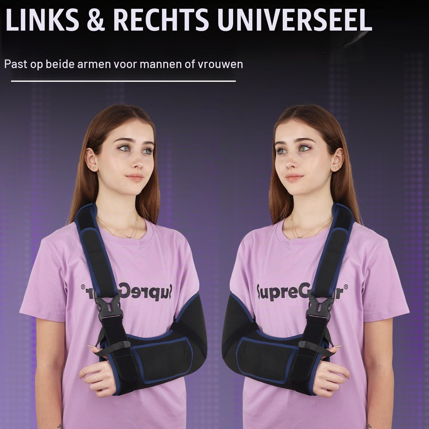 Detalle 2 de supregear AS00000147 armsling maat M, ademend en verstelbaar, zwart en donkerblauw