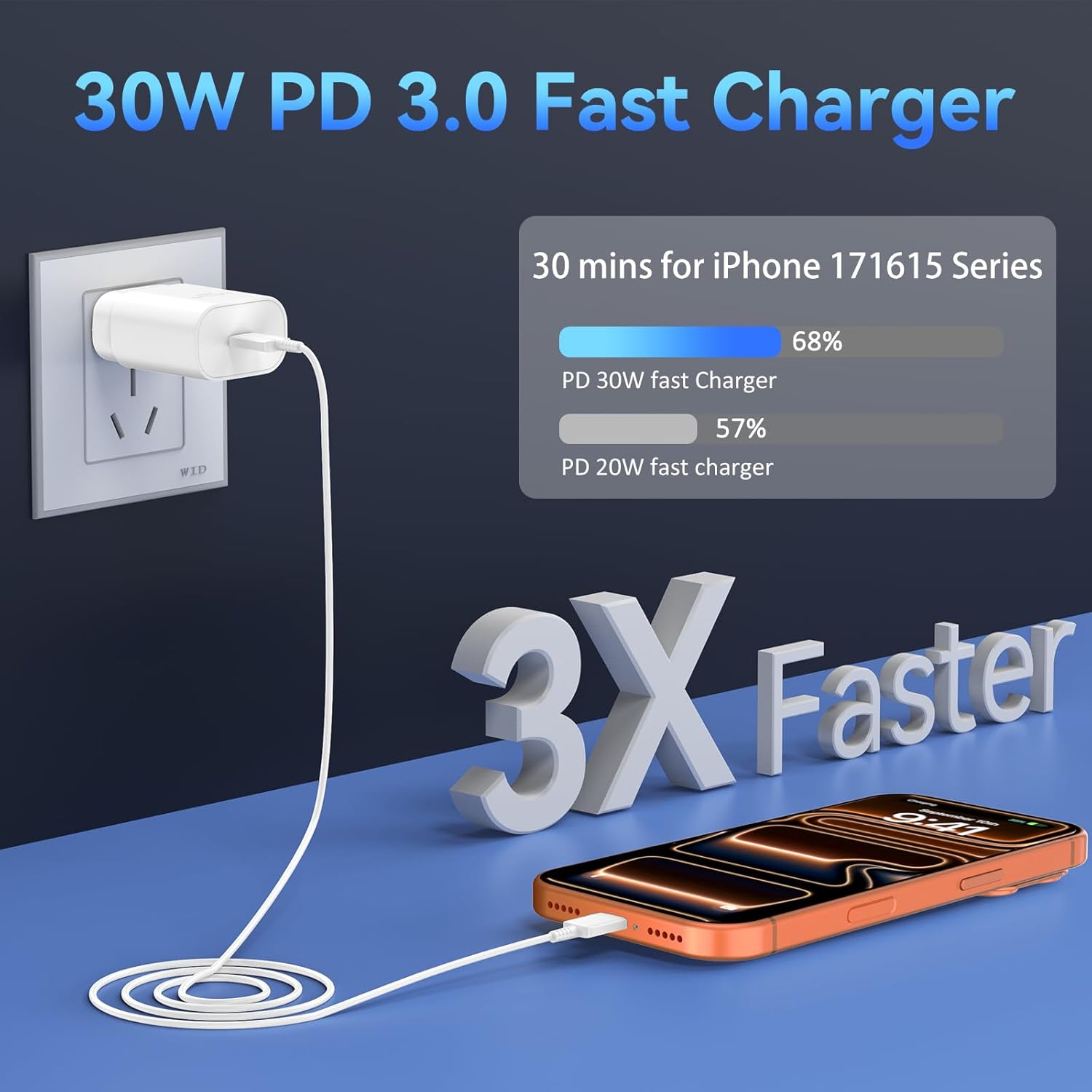 Thumbnail 4 de iPhone 17 30W Fast USB‑C Charger with 10ft Cable