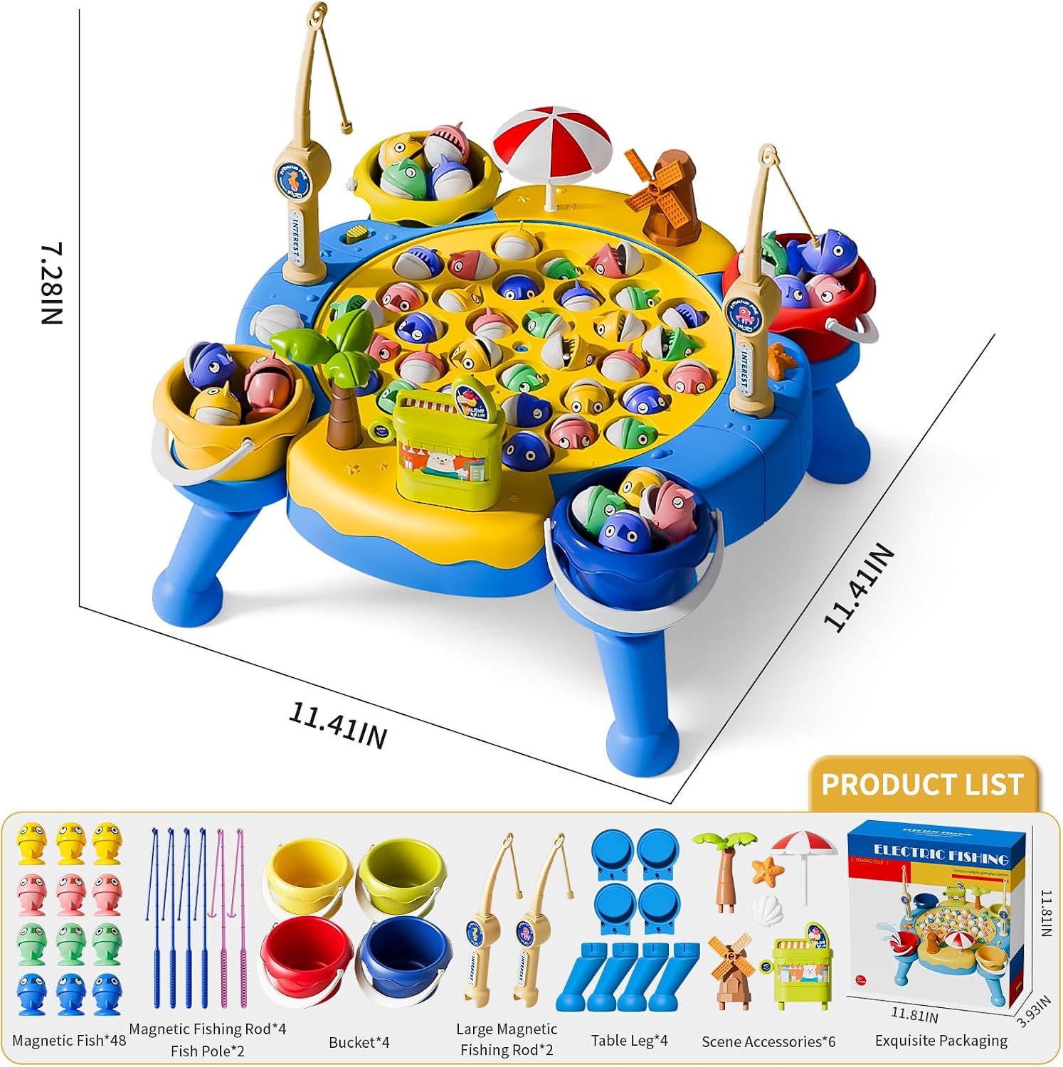 Thumbnail 6 de Orange Ocean 70-Piece Magnetic Fishing Table Game for Kids (Ages 3–5/4–6, 1–8 Players)