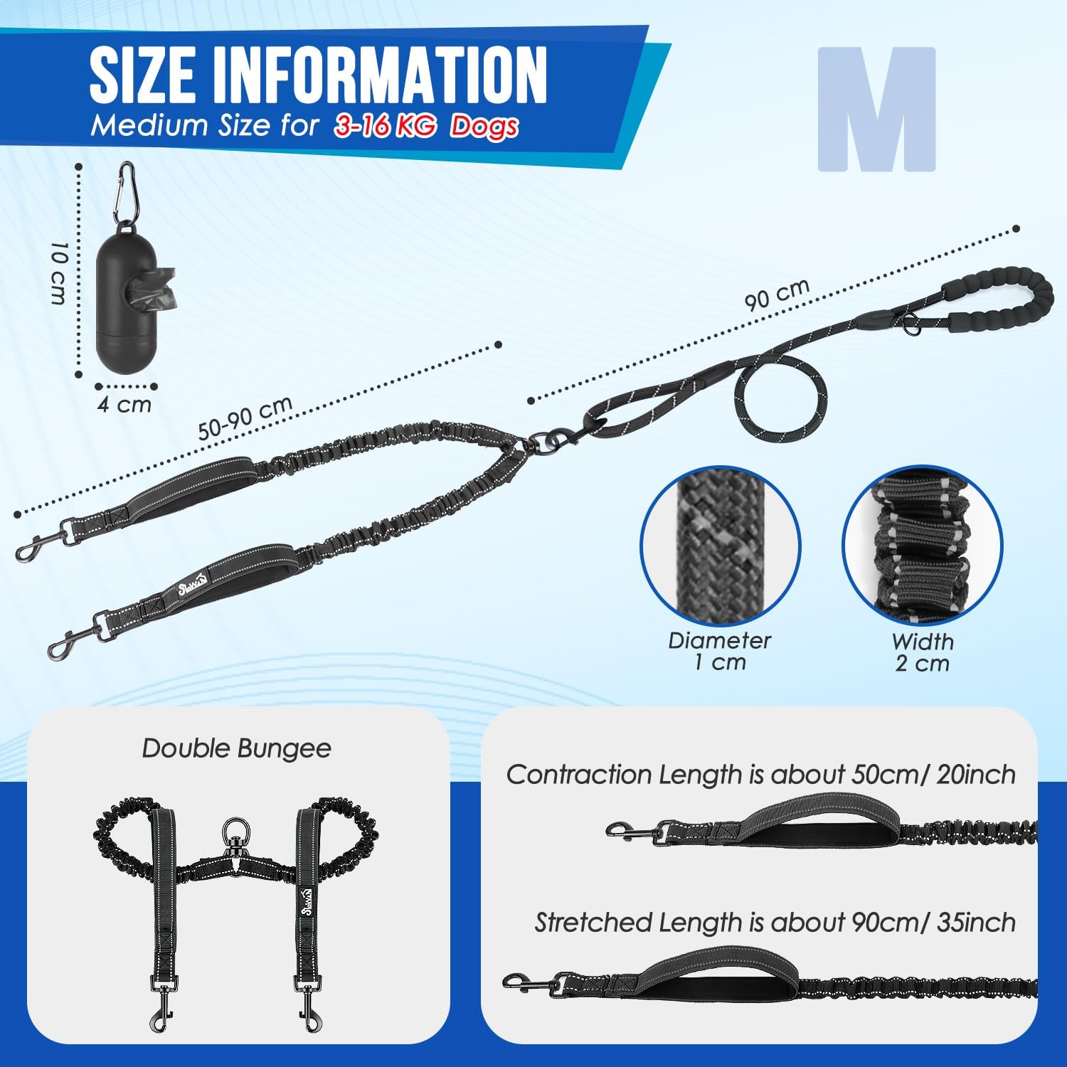 Detalle 2 de Eyein Double Dog Lead No Tangle 360°