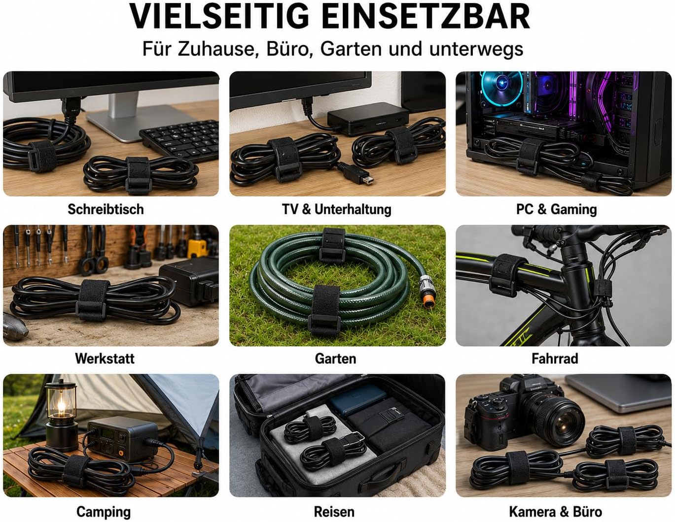 Thumbnail 2 de Hazarox 35 Stück Klett-Kabelbinder mit Schnallen – Wiederverwendbar, flexibel und vielseitig einsetzbar