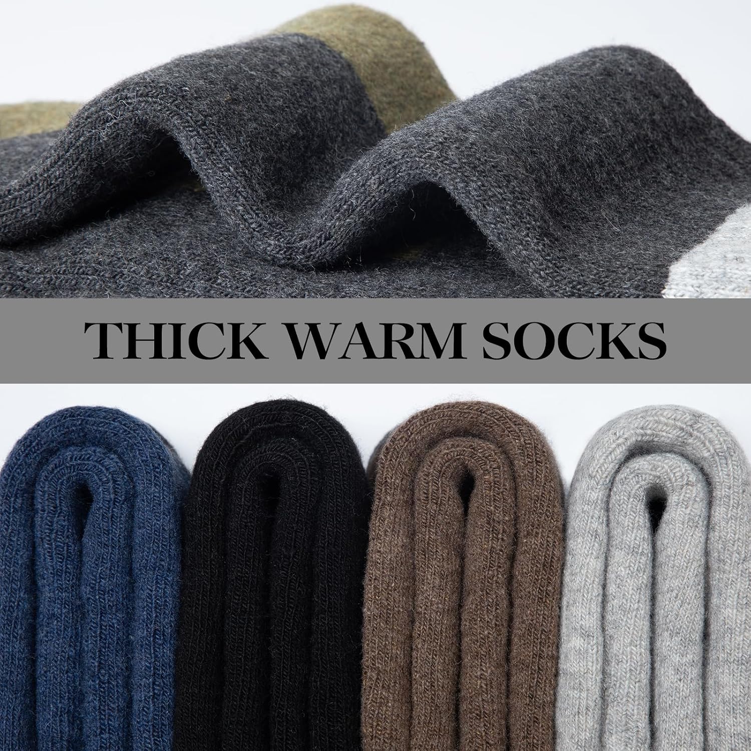 Detalle de SIMIYA Merino Wool Hiking Socks, 5 Pairs, Thick Cushioned, Size 7-15