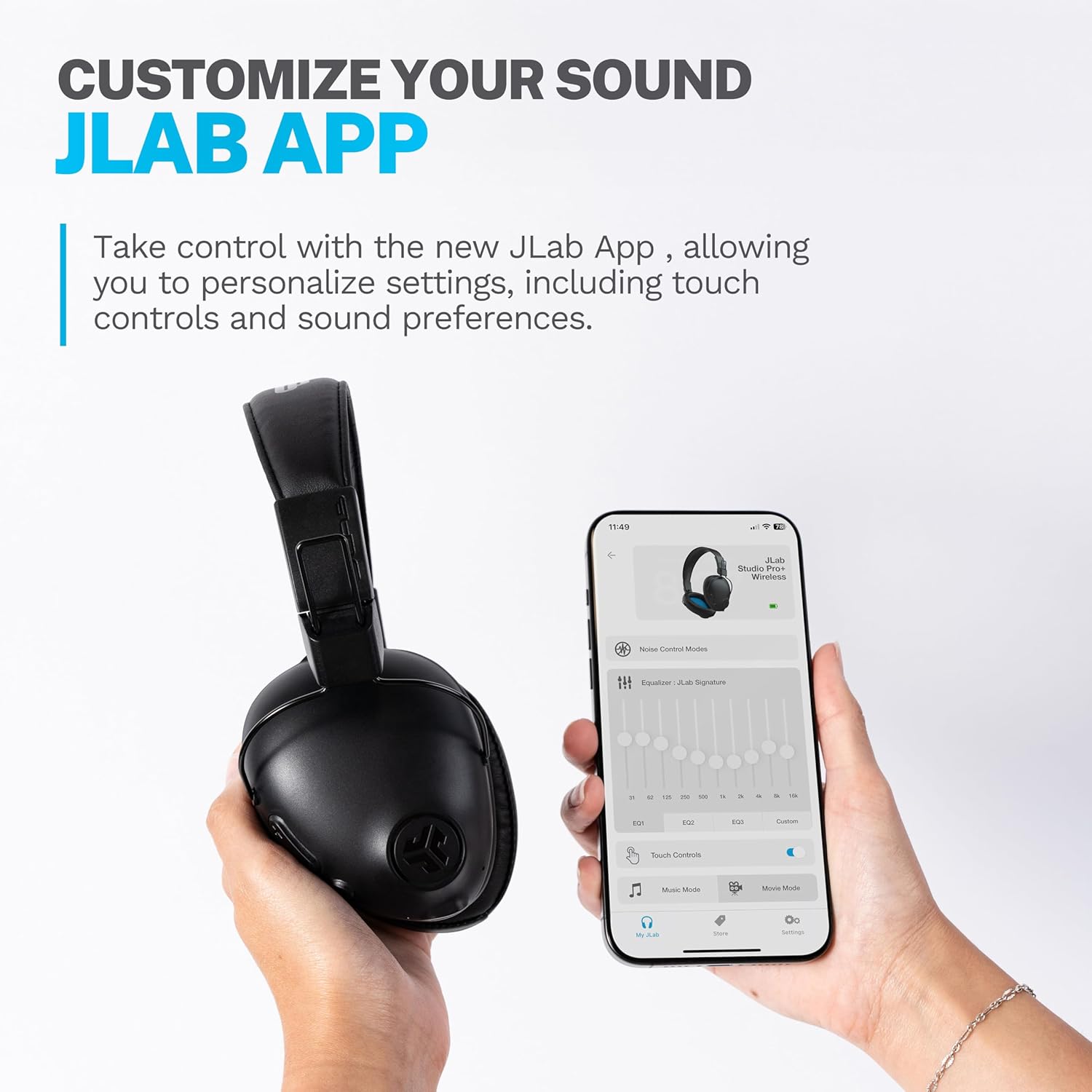 Thumbnail 3 de JLab Studio Pro+ Cuffie Bluetooth over-ear wireless con microfono, autonomia fino a 65 ore, multipoint e pieghevoli