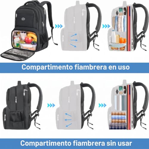 Detalle de MATEIN Mochila Portátil 18 Pulgadas: Impermeable, con Compartimento Térmico y Organización Completa