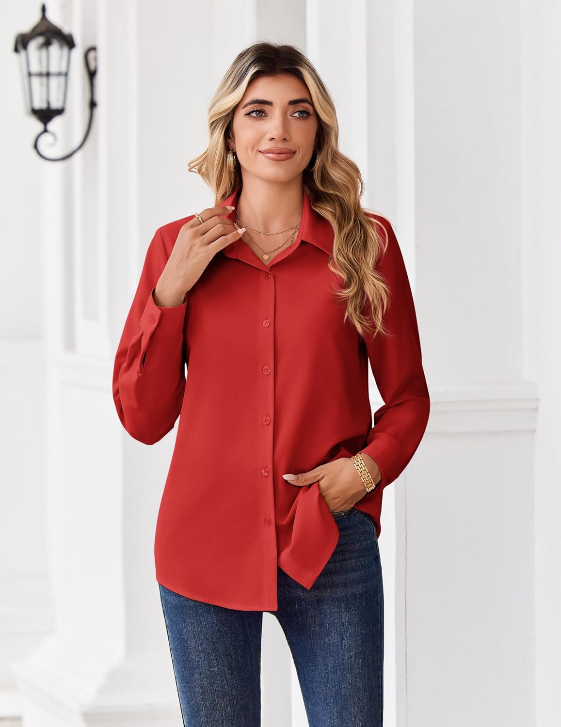 Thumbnail 4 de Zeagoo Button Down Shirts for Women: Dressy Floral Printed Long Sleeve Blouse for Work and Casual