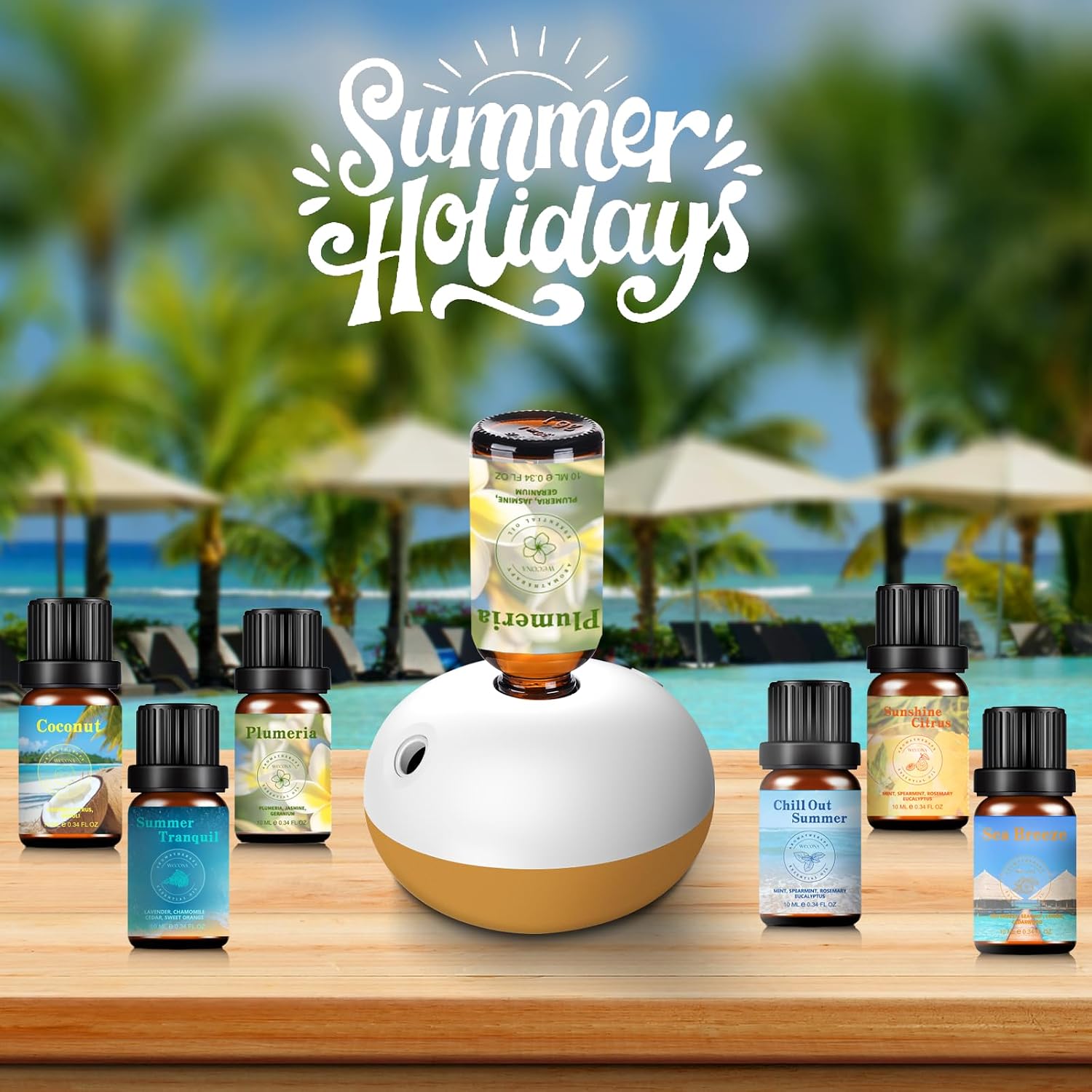 Detalle 2 de Wecona Summer Essential Oils Set (6x10ml) with Bottle Opener – Pure Plant Extract Blends