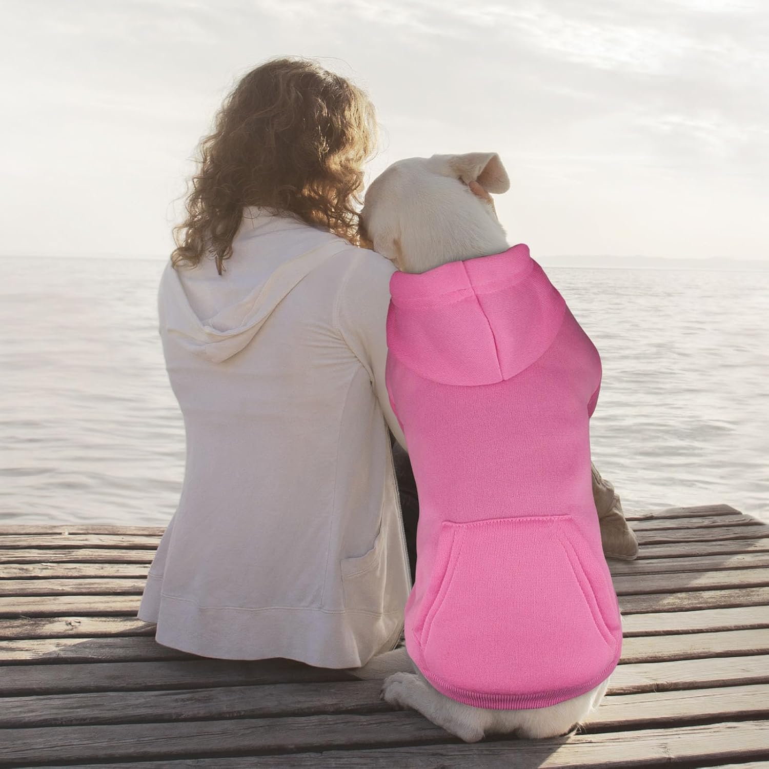 Detalle 2 de QDYU QDYU971854 Dog Hoodie for Large Dogs, Pink Brushed Fleece with Pocket