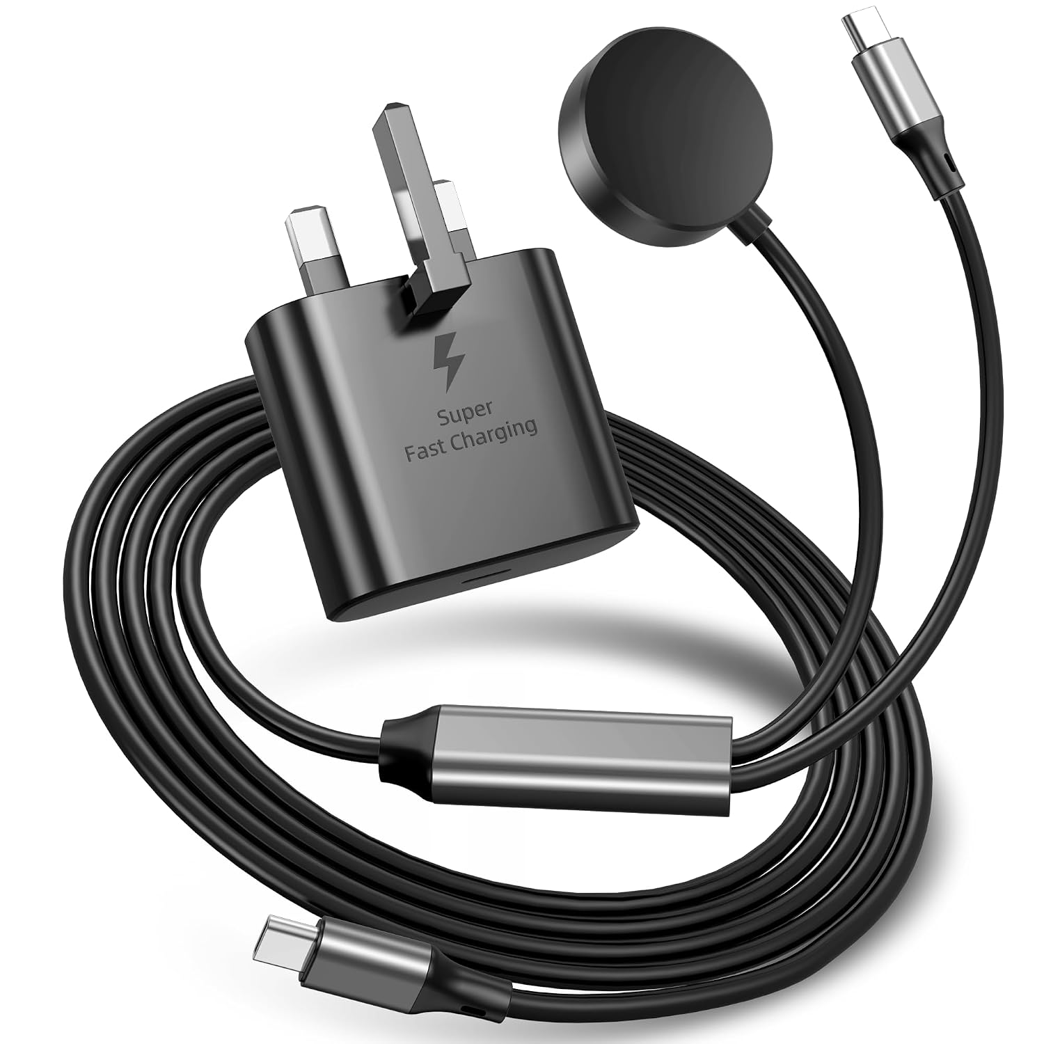 Detalle de ACEQINGSE 2 in 1 USB-C Charger for Samsung Watch & Phones (25W) – Compact, Magnetic & Safe