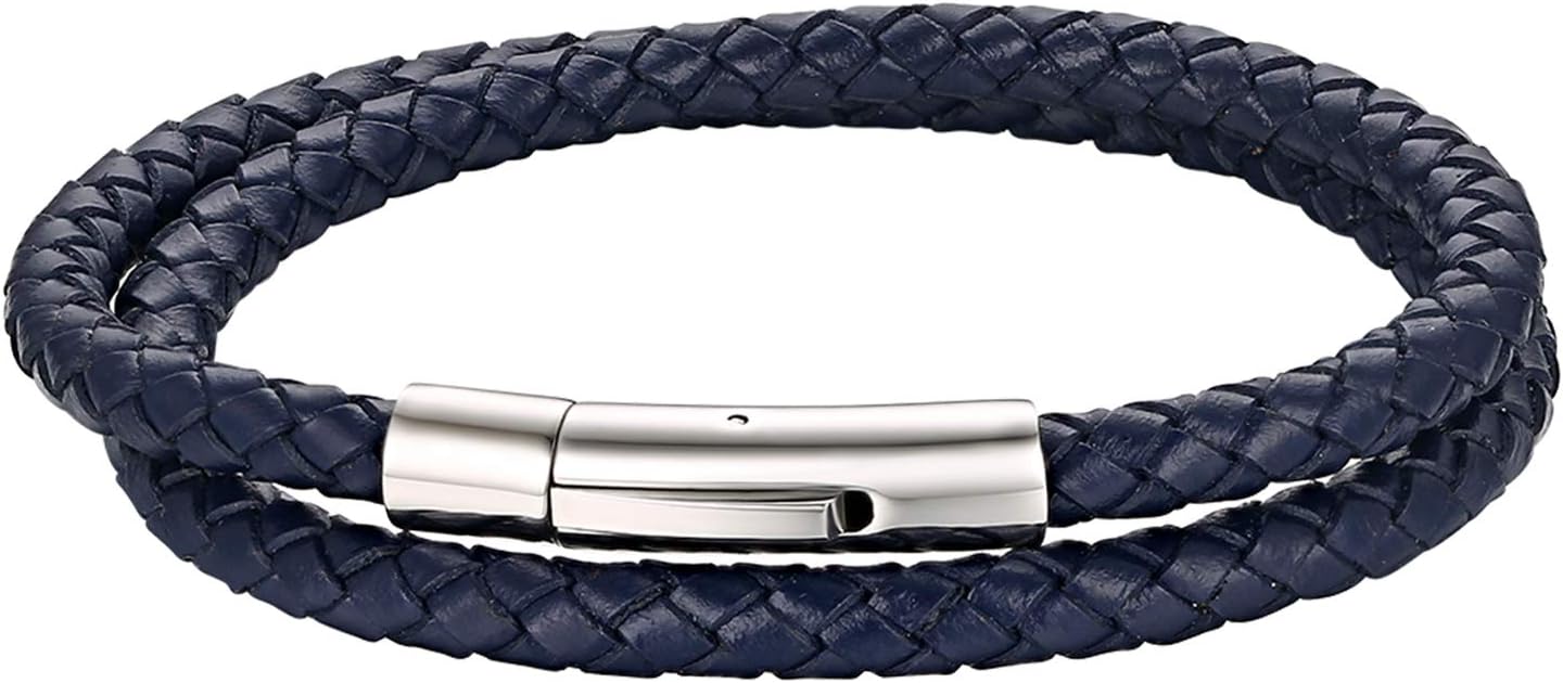 Detalle 2 de Cupimatch Armband Herren Lederarmband, Edelstahl Geflochten – Manschette als stilvolles Geschenk