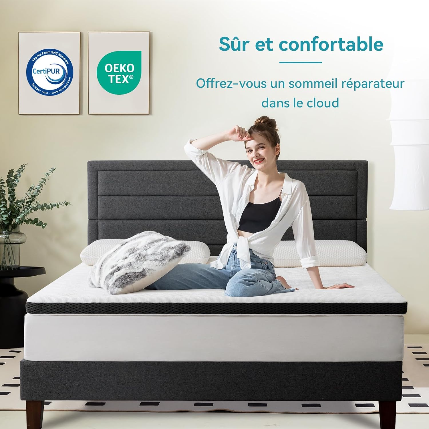 Detalle 2 de Amazon Basics Colchón Viscoelástico Topper 90x190 cm