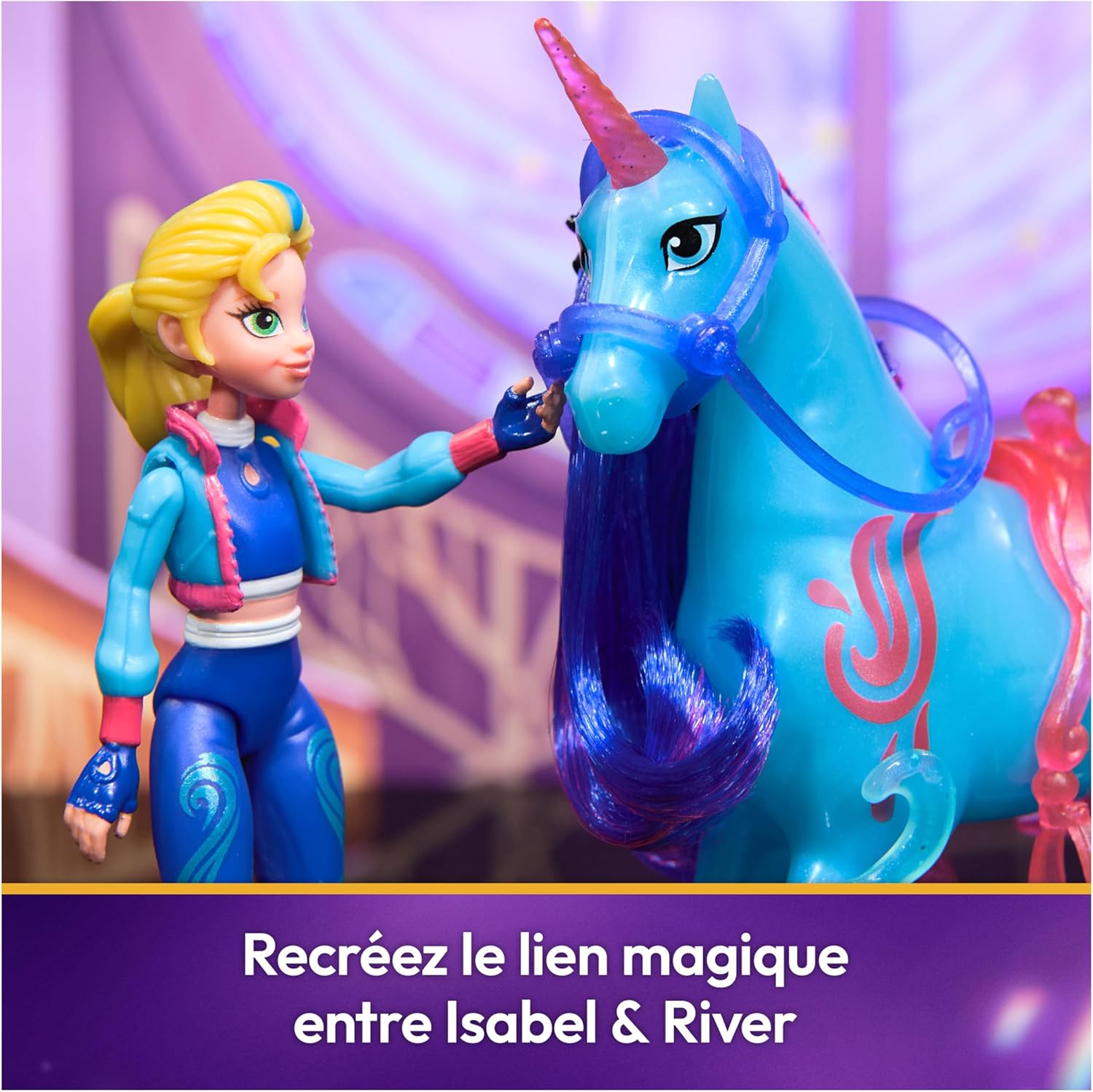 Detalle de Unicorn Academy : L’École des Licornes Licorne River + Poupée Isabel (River 12,7 cm, Isabel 11,5 cm)