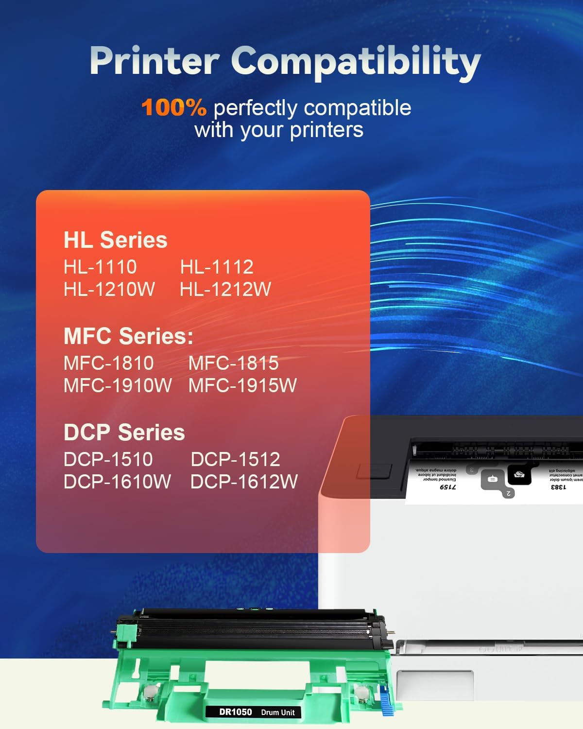 Thumbnail 2 de Skydo DR1050 tamburo compatibile DR-1050 nero per Brother (TN-1050) per HL e DCP/MFC selezionati