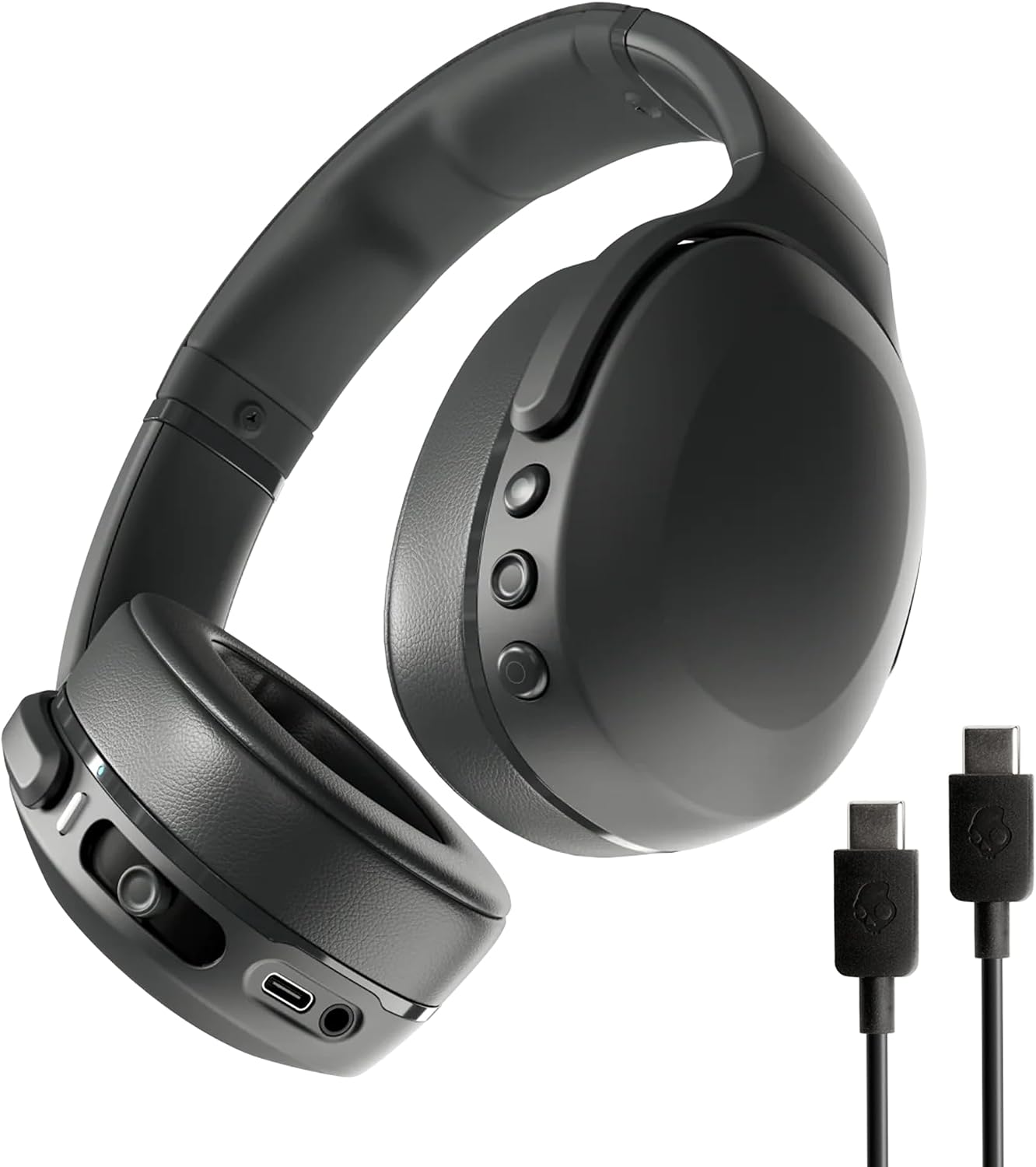 Detalle de Skullcandy Crusher Evo Wireless Bluetooth-Kopfhörer mit multisensorischem Bass und 40-Stunden-Akku – Schwarz