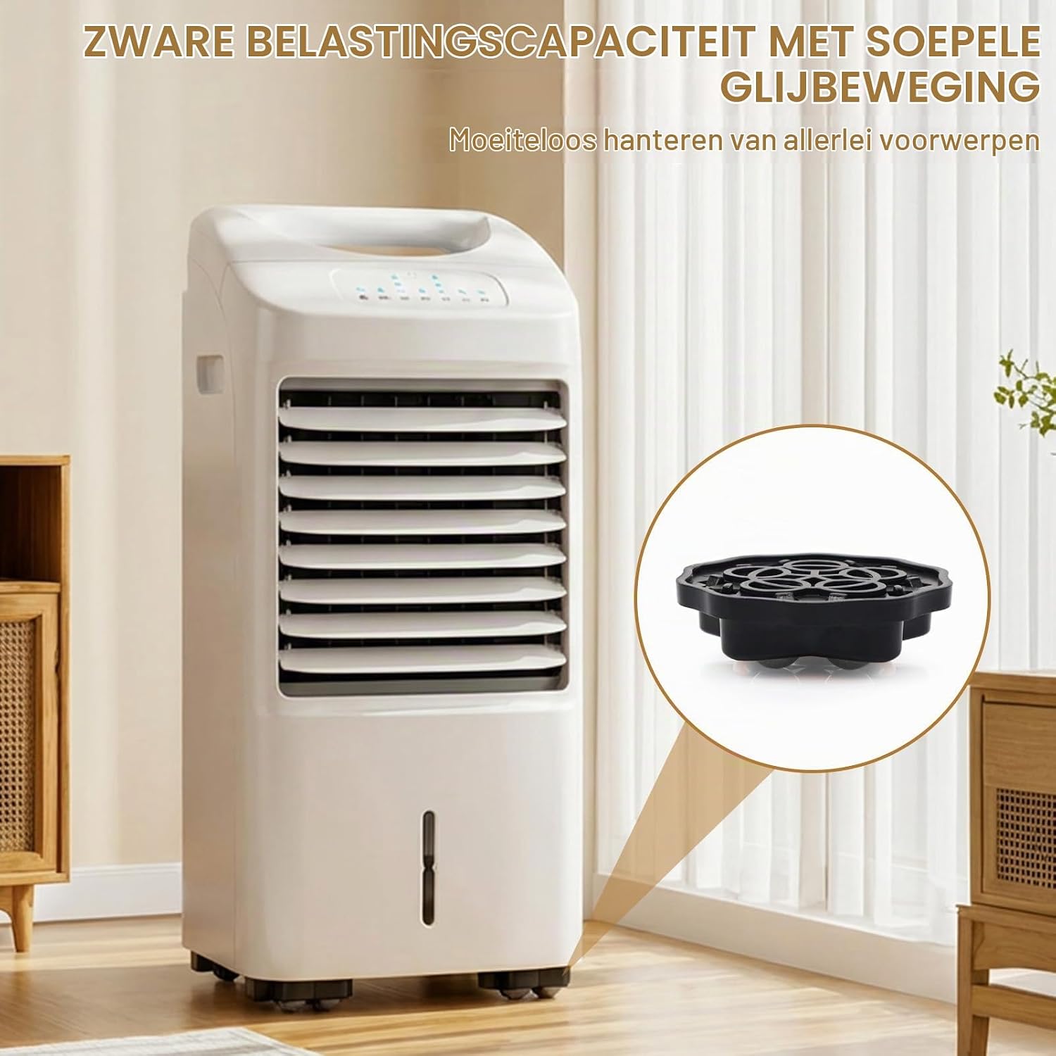 Detalle de ZY-otu set van 12 platte meubelwielen met kogellager, 360° draaibaar