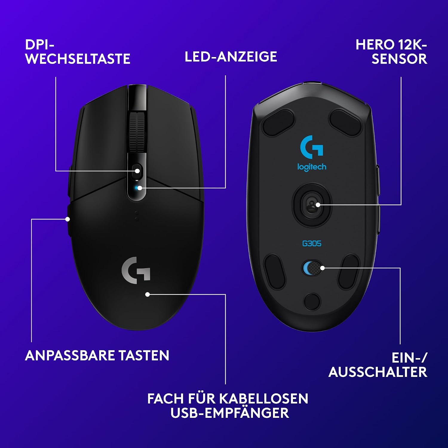 Thumbnail 5 de Logitech G305 LIGHTSPEED Gaming-Maus 250 h