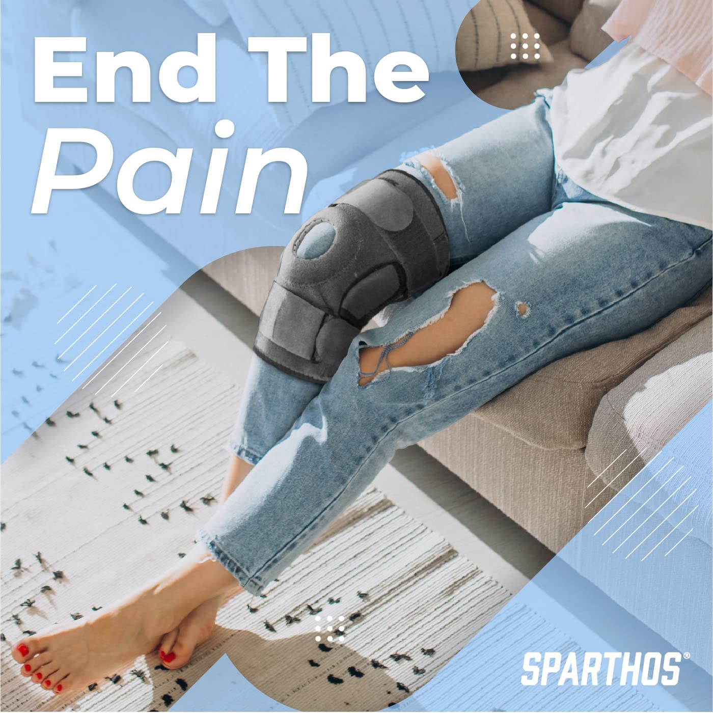 Detalle de Sparthos Heavy-Duty Hinged Knee Brace with Open Patella (4-strap adjustable, size XXL)