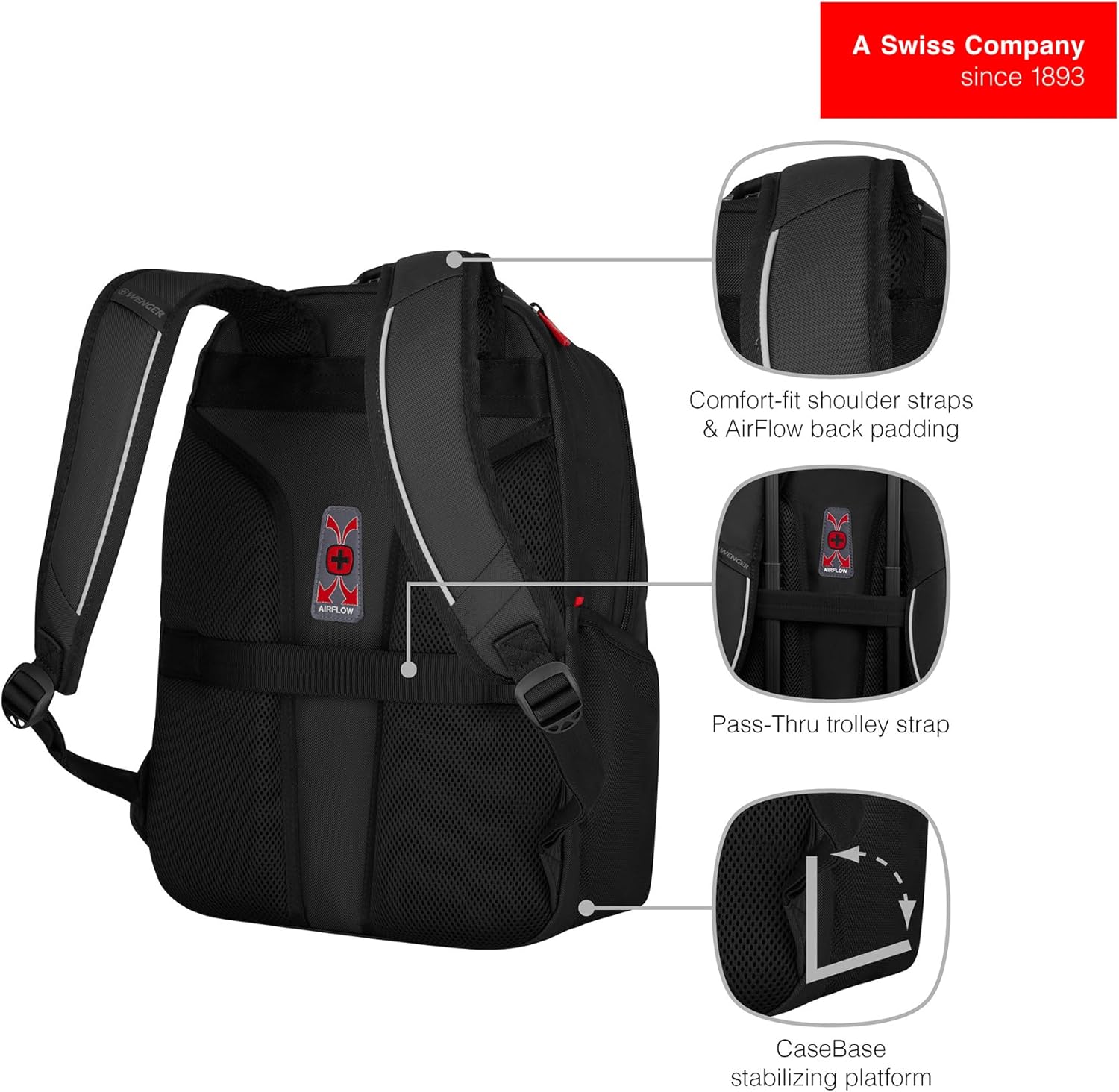 Thumbnail 5 de WENGER Altair Brief Laptop-Tasche mit Tabletfach, Organizer und recyceltem Außenmaterial – Schwarz