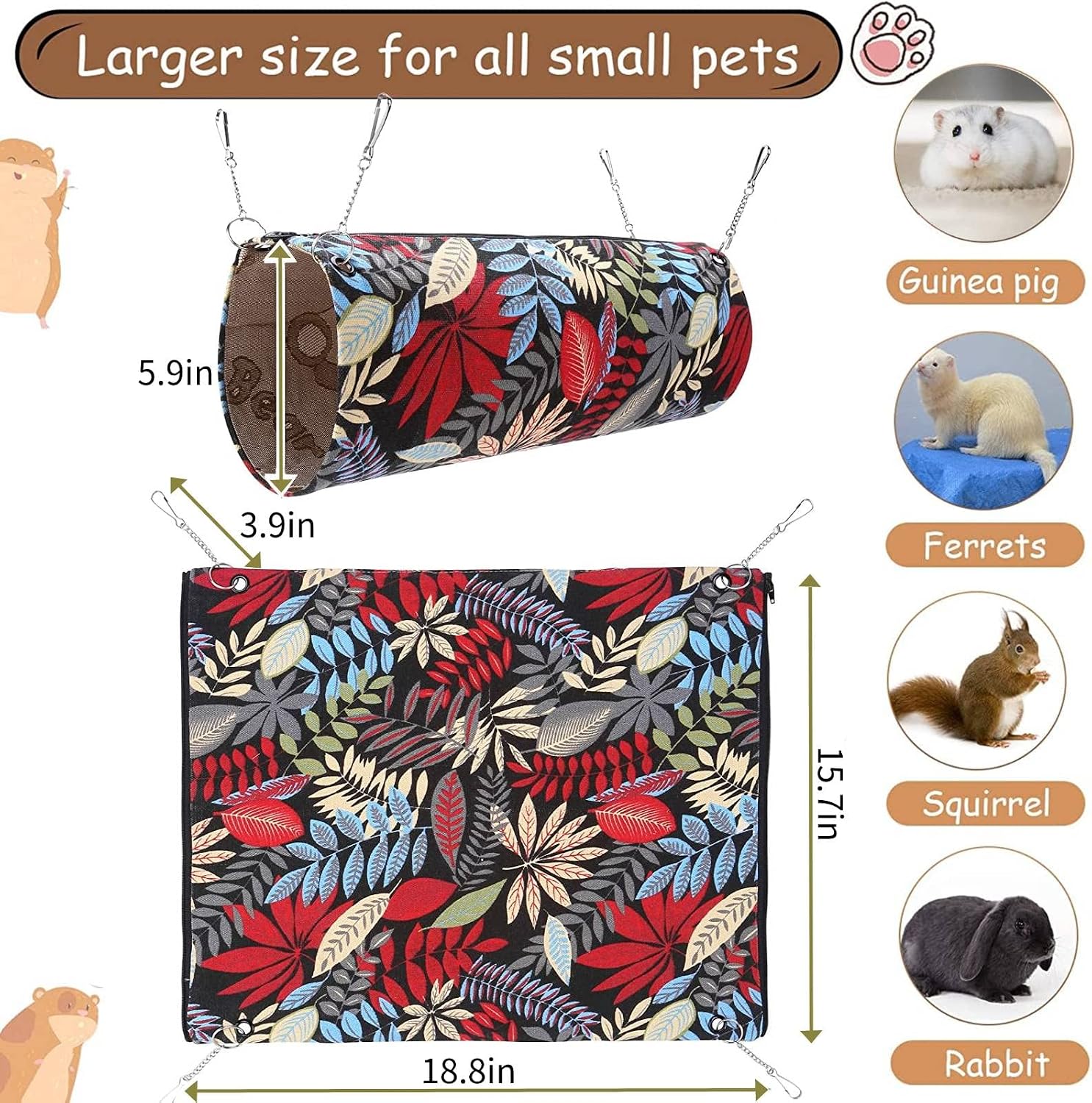 Detalle de QeeHeng Summer Ferret Rat Guinea Pig Hammock Bed – Double‑Sided Cooling Hideaway for Small Pets