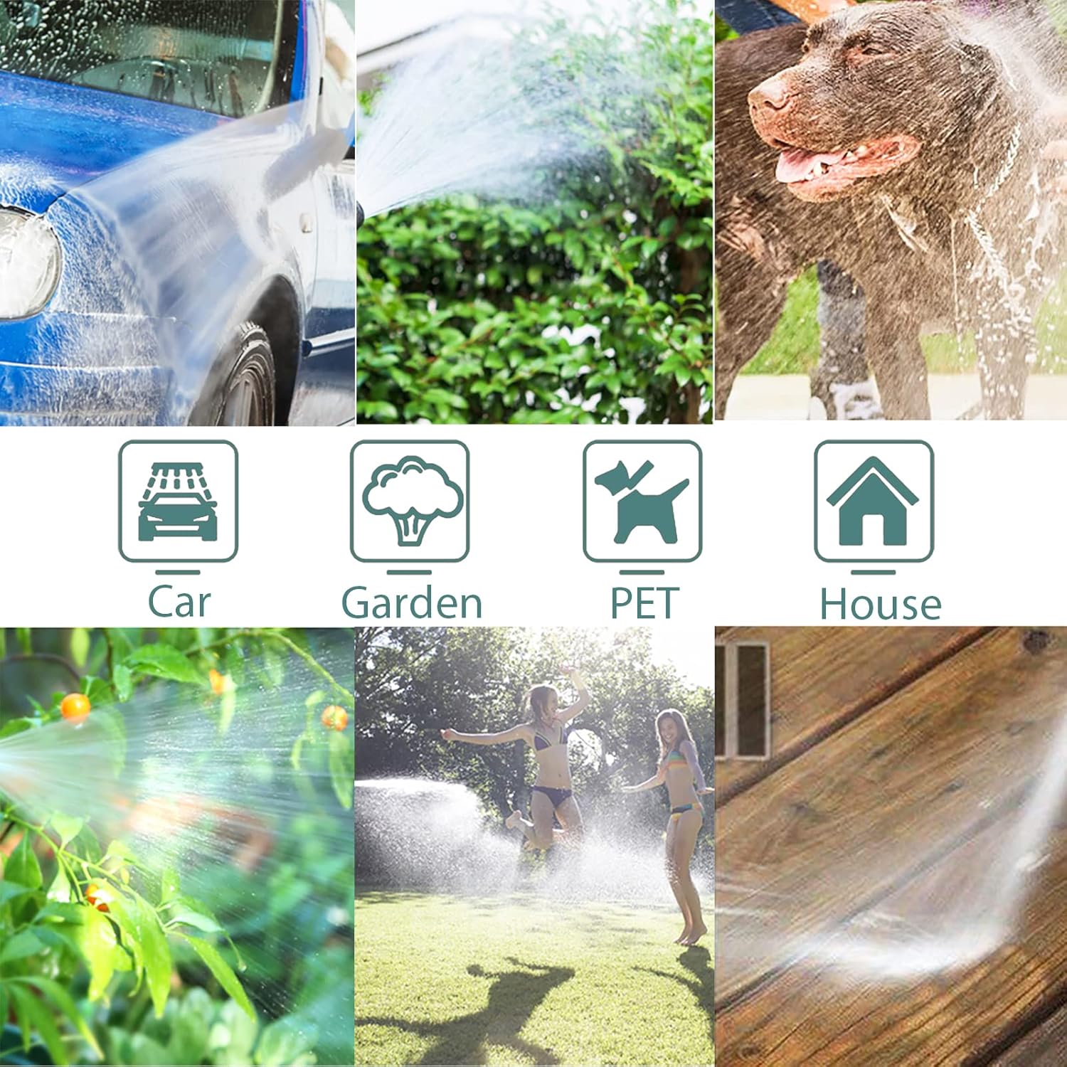 Thumbnail 6 de HmiL-U 100ft Flexible Expandable Garden Hose with 9-Function Spray Gun and Double Latex Core