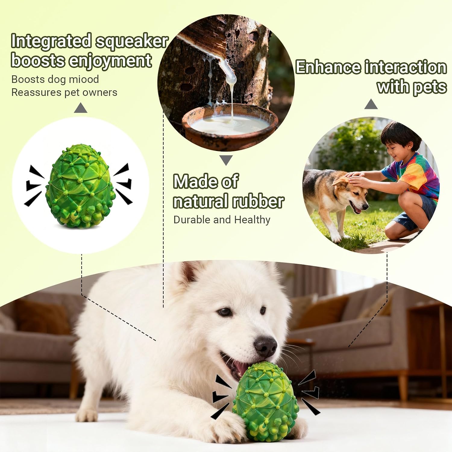 Detalle de Indestructible pinecone squeaky dog toy