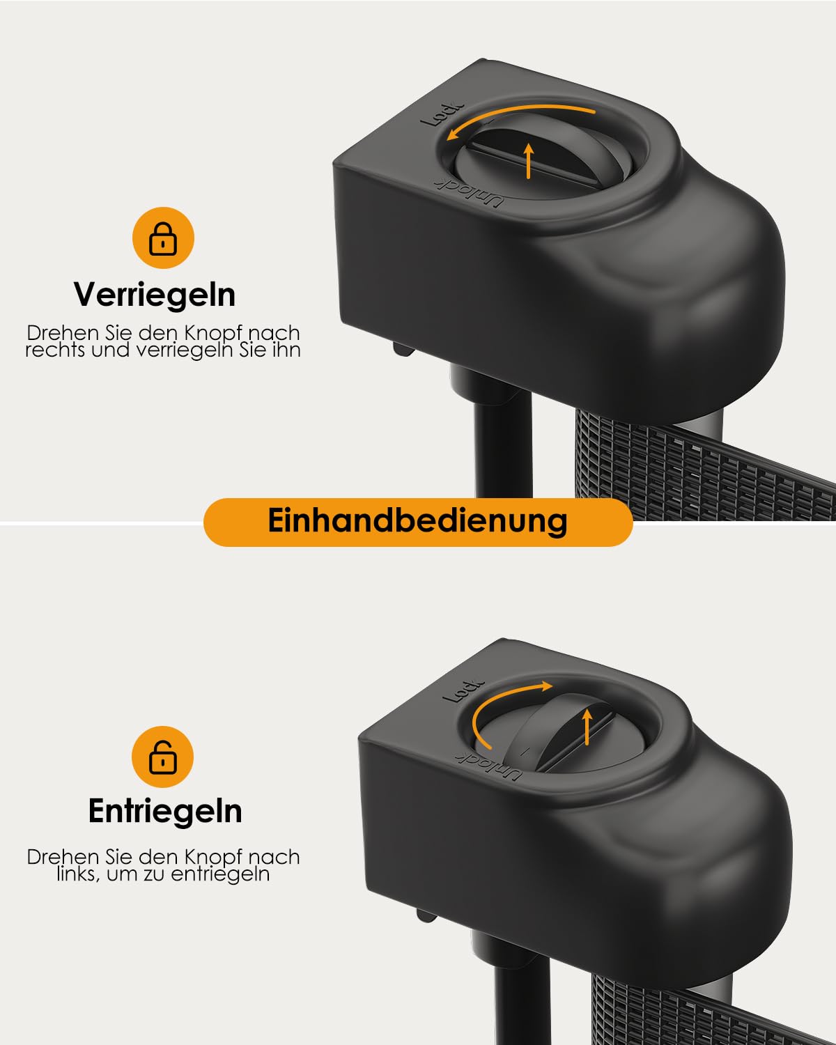 Thumbnail 6 de derimkcoa Treppenschutzgitter ausziehbar mit Türschutz-Rollmechanik (bis 140 cm), Schwarz