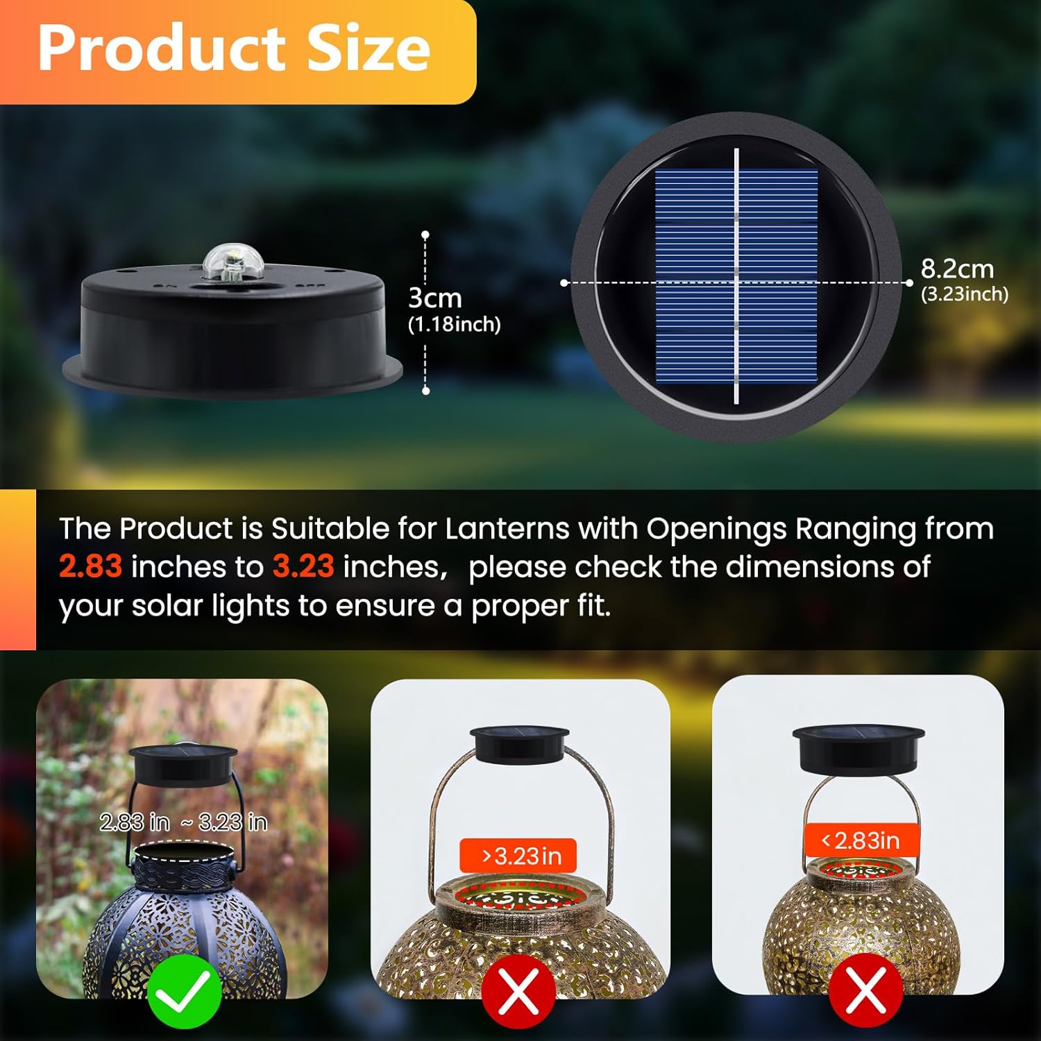 Thumbnail 3 de 4 Pack 8.2cm Solar Light Replacement Top – Waterproof Solar Panel Cover for Outdoor Lanterns