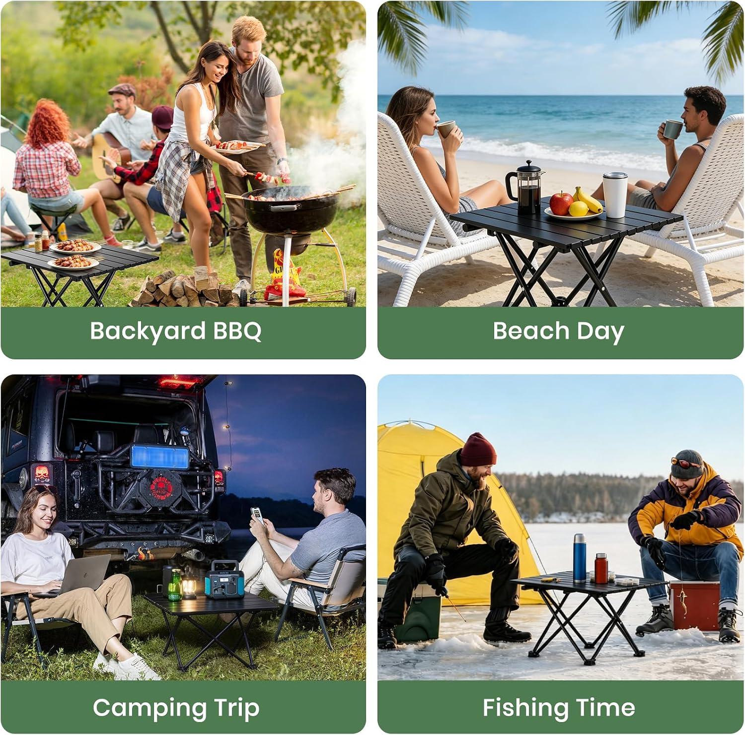 Detalle de hediya ct202601 2-Pack Folding Camping Tables, Black Iron with Carry Bag
