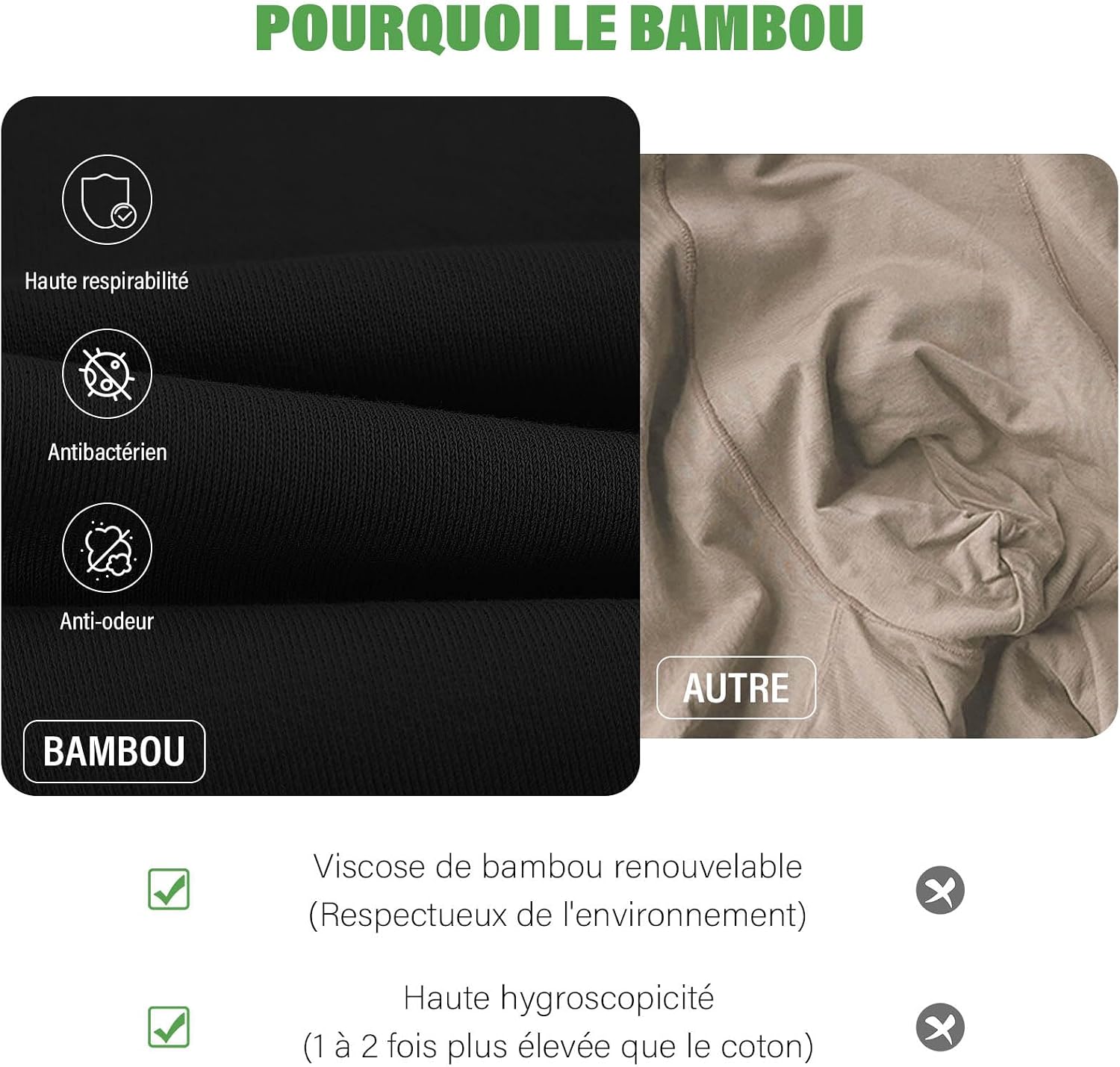 Thumbnail 5 de ZAKASA Bambou Boxers Homme — Lot de 6, Caleçons long boxers ajustés en bambou ultra doux et respirant sans étiquette