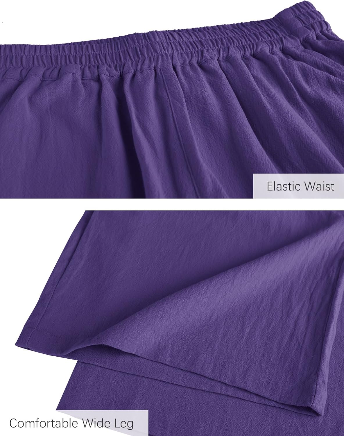 Thumbnail 4 de Womens Cotton Cropped Pants: Loose Fit, Wide Leg Capri with Elastic Waist (Plus Size)