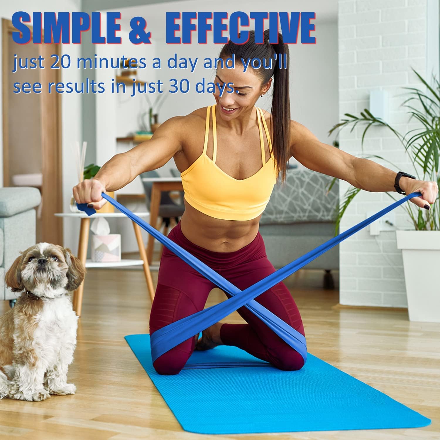 Thumbnail 5 de Resistance Exercise Band Kit – Strength Training & Conditioning, Pilates, 3-Pack (Yellow Light, Red Medium, Blue Heavy) by Potok